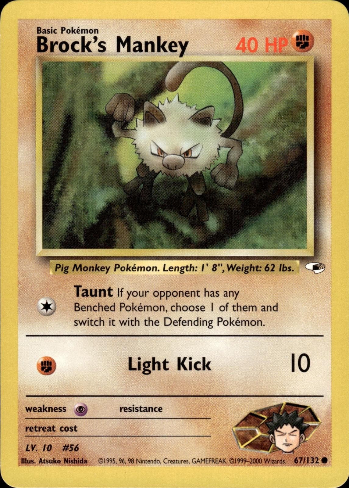 Pokemon Gym Heroes Common Brock's Mankey 67/132 - Near Mint (NM)
