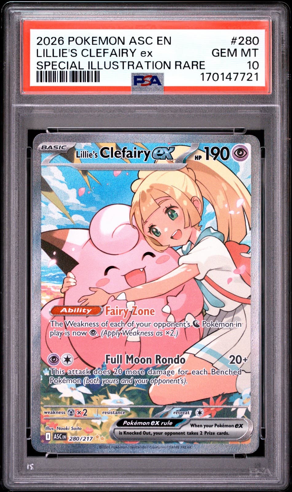 2026 POKEMON ASC EN-ASCENDED HEROES #280 LILLIE'S CLEFAIRY EX PSA 10