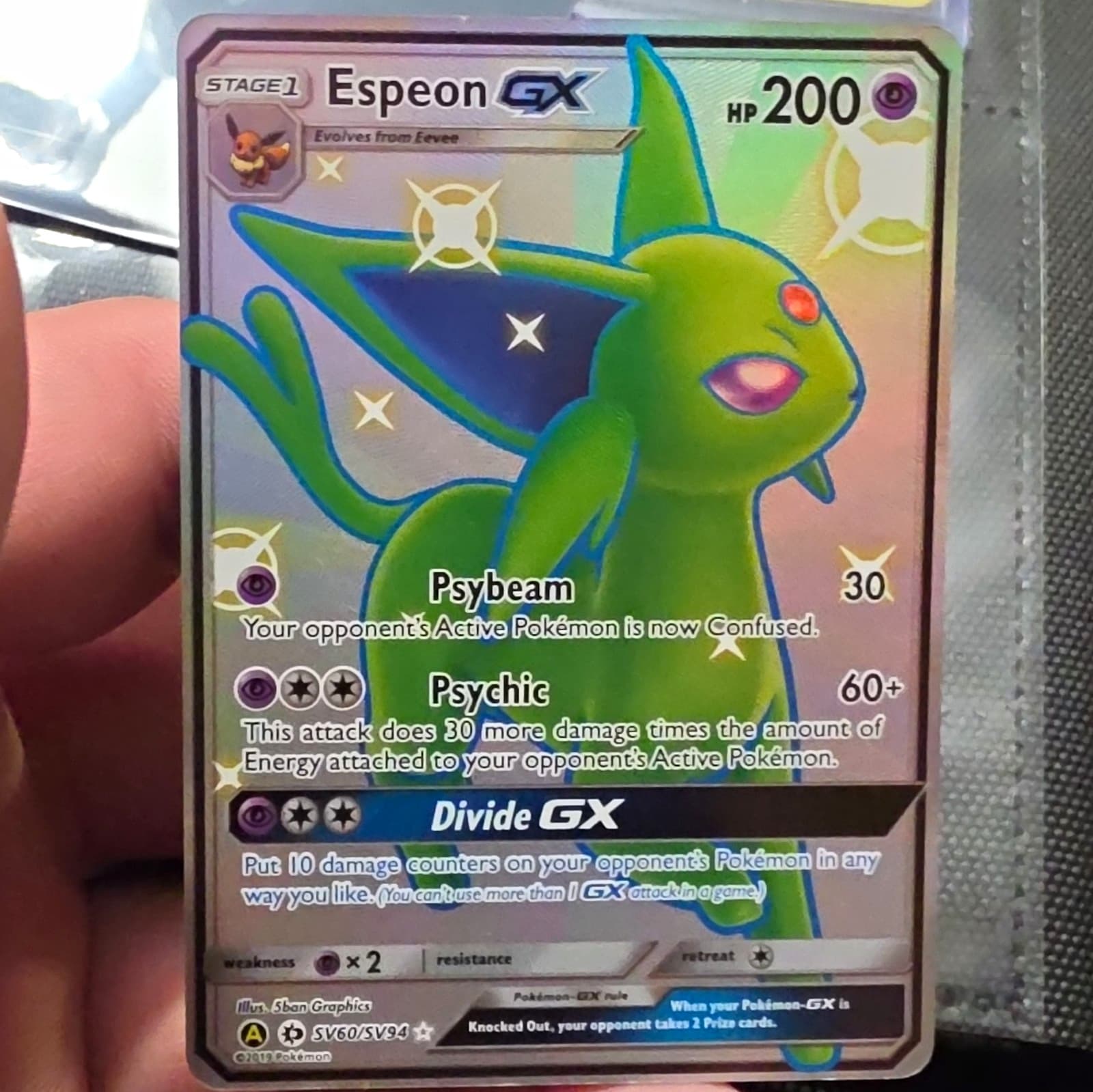 Pokemon Espeon GX SV60/SV94 Hidden Fates Shiny Vault Holo EN 2019 HP 200