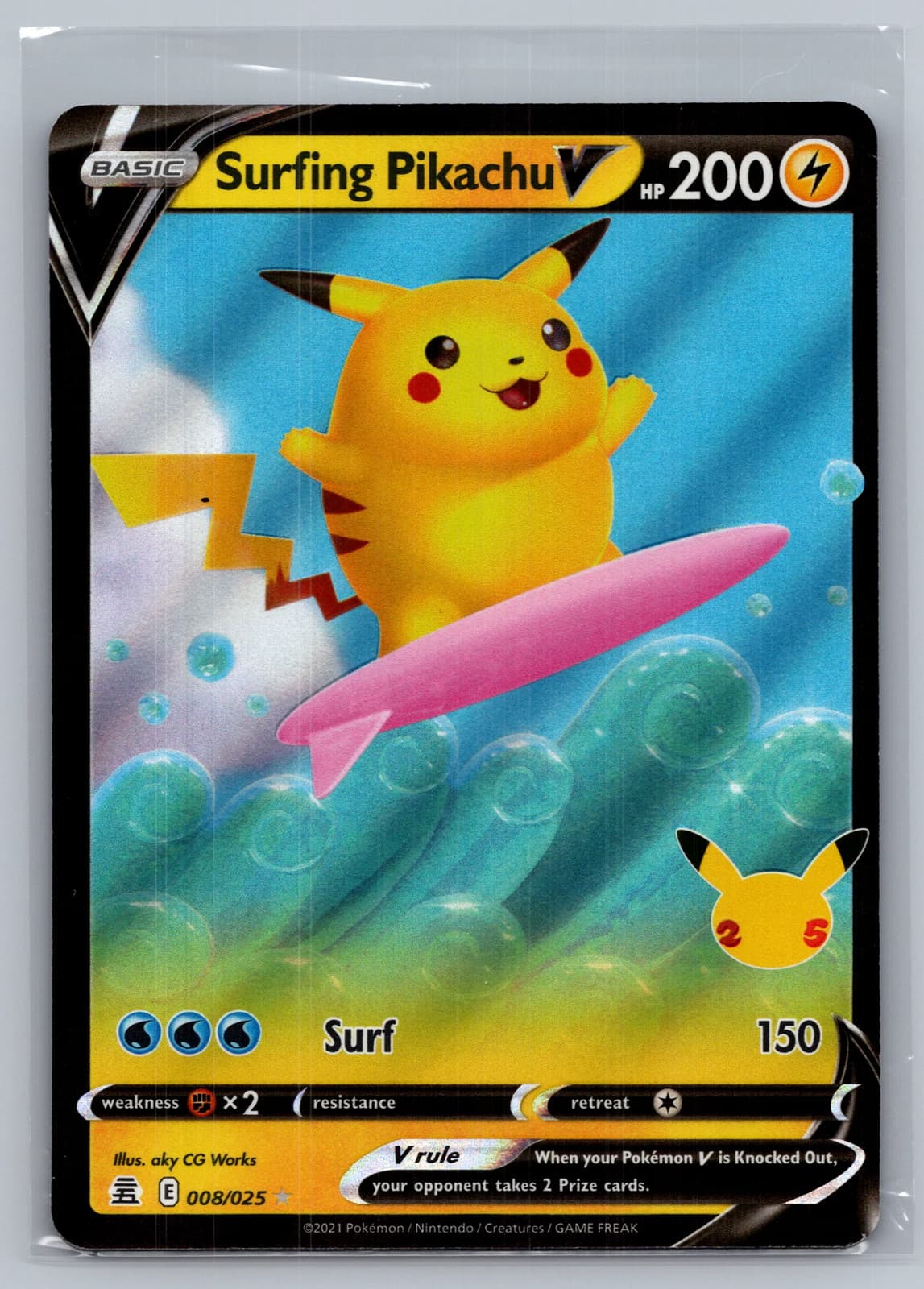 Surfing Pikachu V #8/25 2021 Celebrations Pokemon TCG