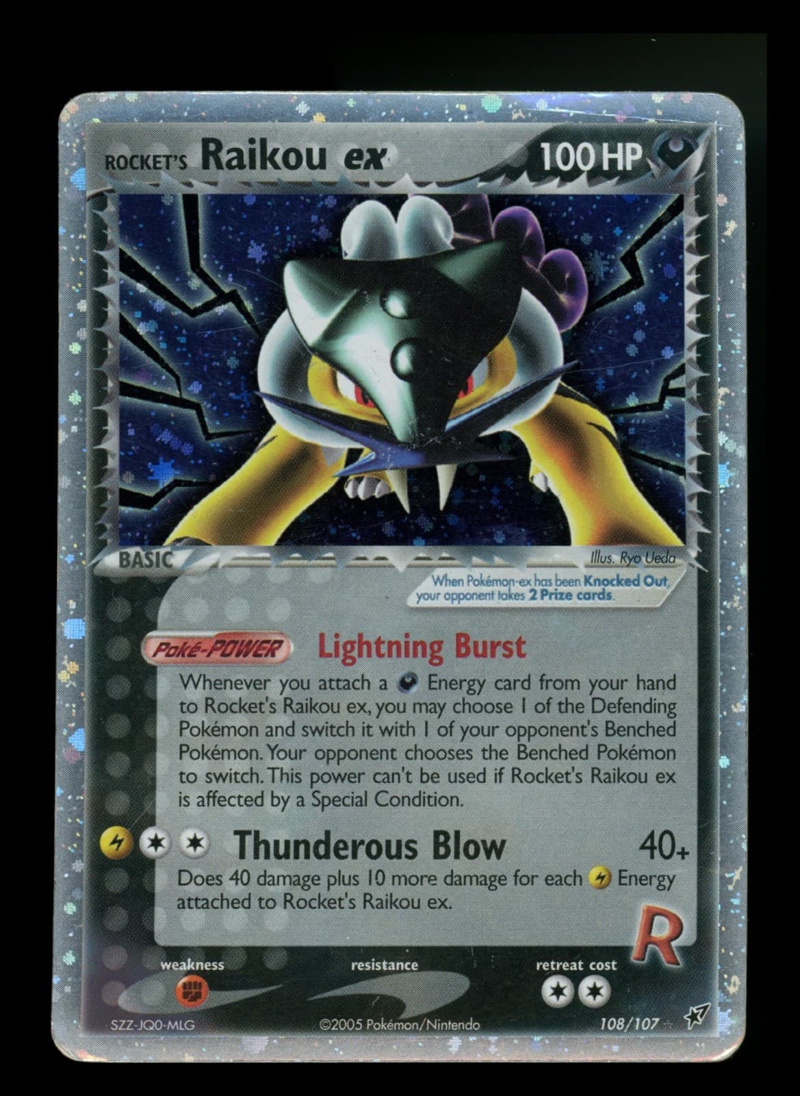 #2 PARTIAL HOLOBLEED Rocket's Raikou ex 108/107 EX Deoxys 2005 Holo Rare Pokémon