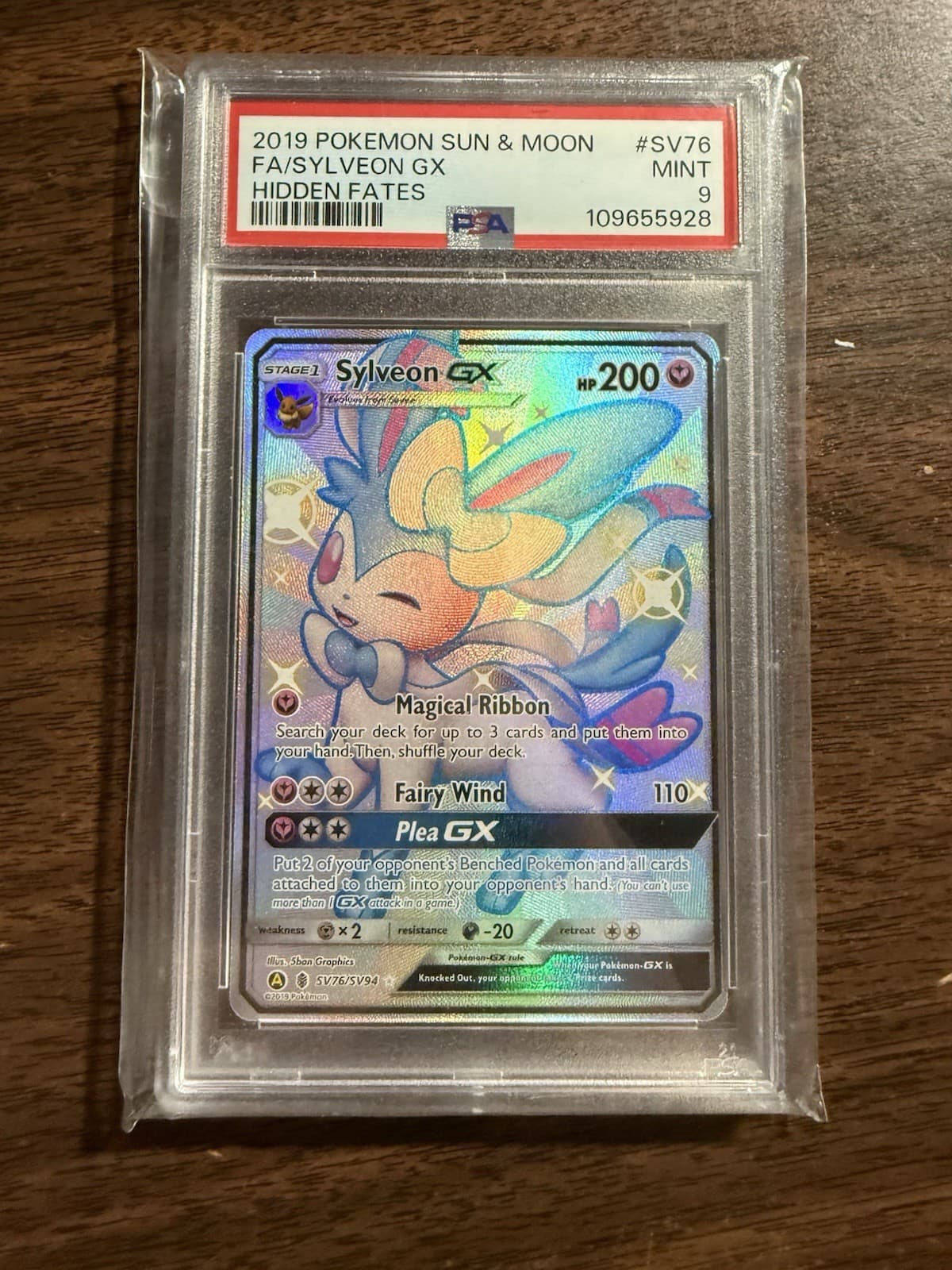 SC6) Sylveon GX SV76/SV94 2019 Hidden Fates Shiny Holo PSA Graded 9 Mint Slab