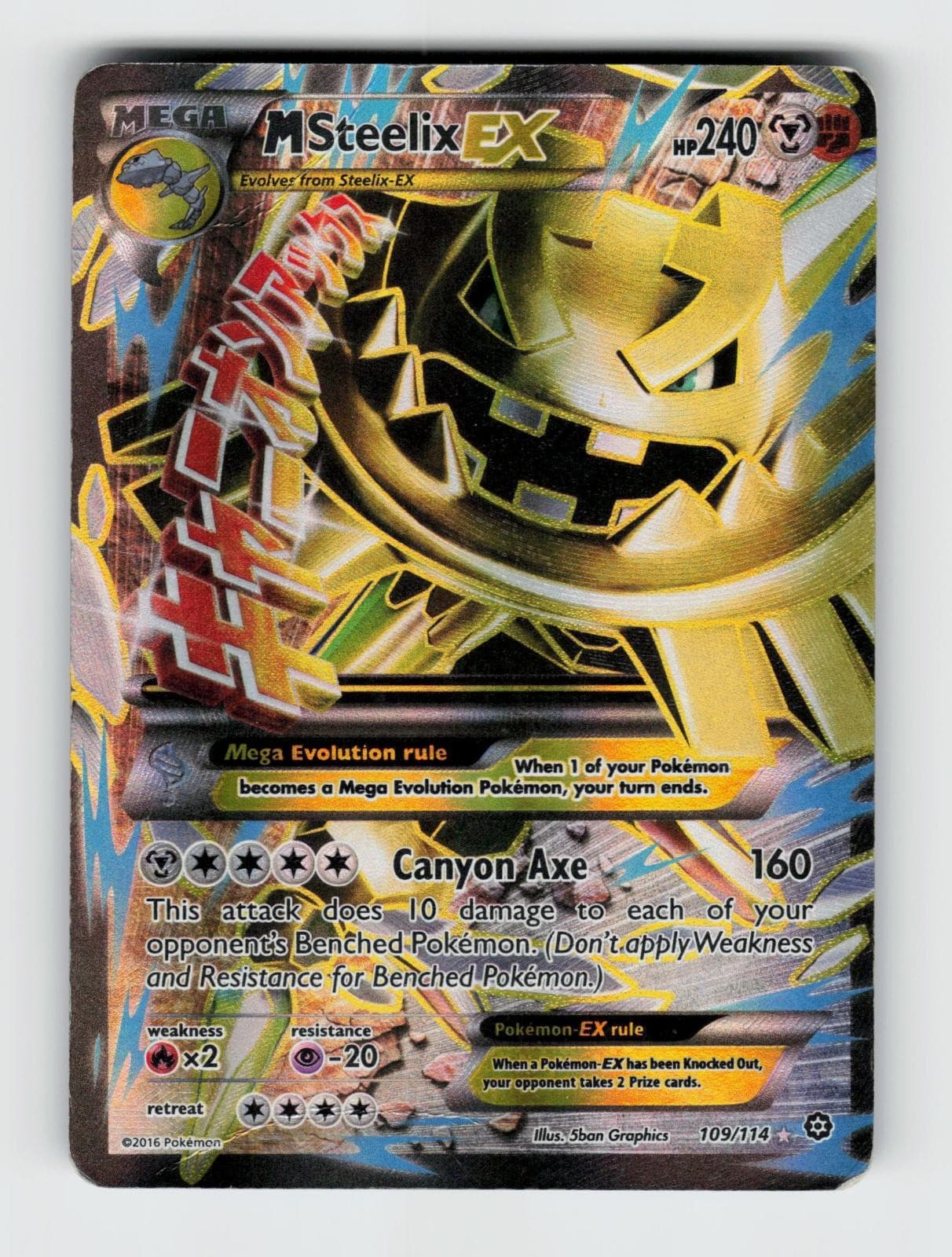 M Steelix EX 109/114 Holo Ultra Rare Steam Siege Pokemon 2016 MP Graphics