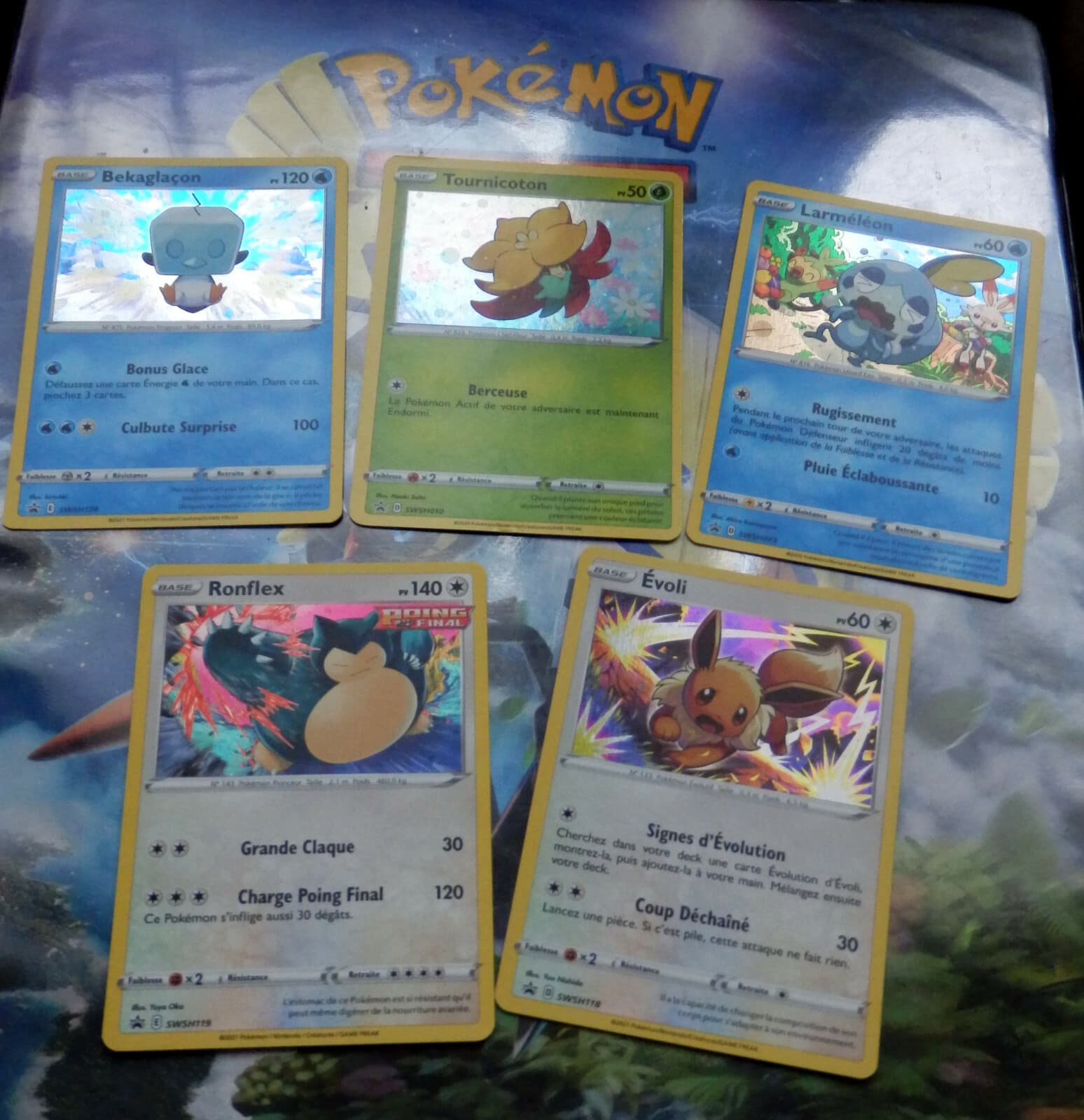 5 Carte pokémon PROMO HOLO EVOLI SWSH118 Ronflex SWSH119 SWSH010 SWSH073 SWSH128