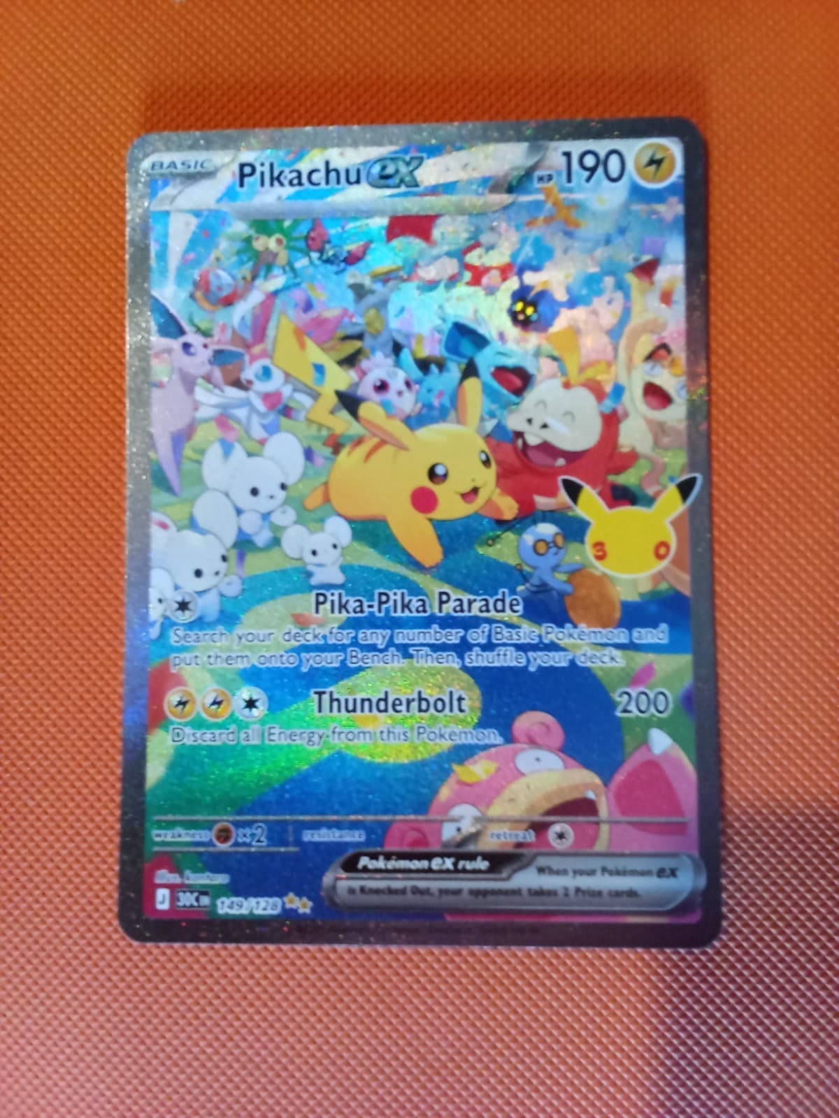 Pokemon TCG 30th Celebration Pikachu EX Special Illustration Rare Holo #149/128