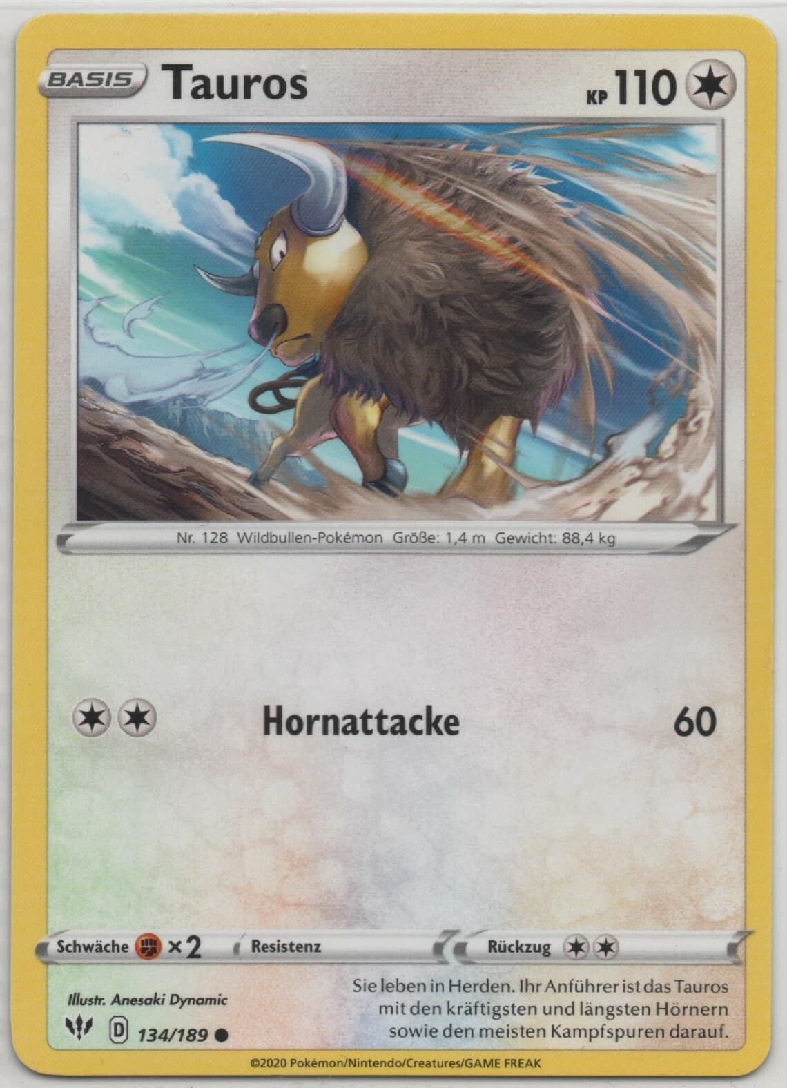 Pokemon - SWSH03 - Flammende Finsternis (TCG)/Deutsch - Tauros - 134/189 •