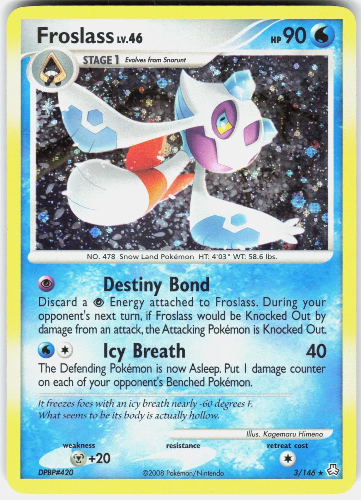 Pokemon Froslass 3/146 Holo Rare Legends Awakened Pokemon Lightly Played