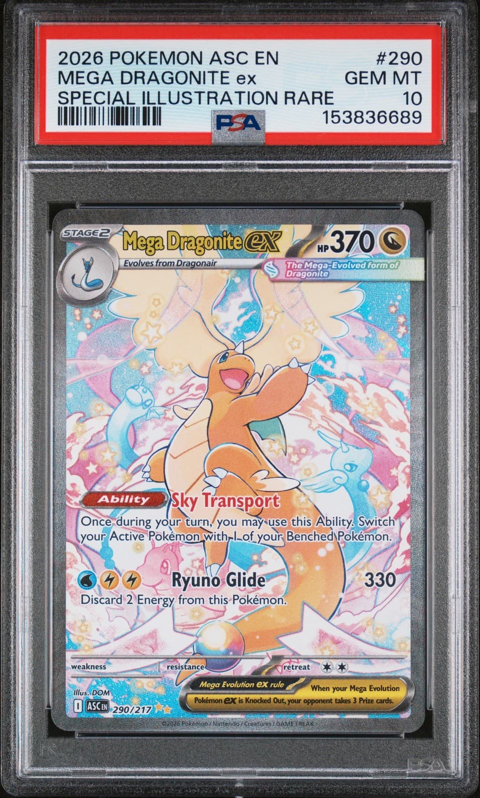 2026 POKEMON ASC EN-ASCENDED HEROES #290 MEGA DRAGONITE EX PSA 10