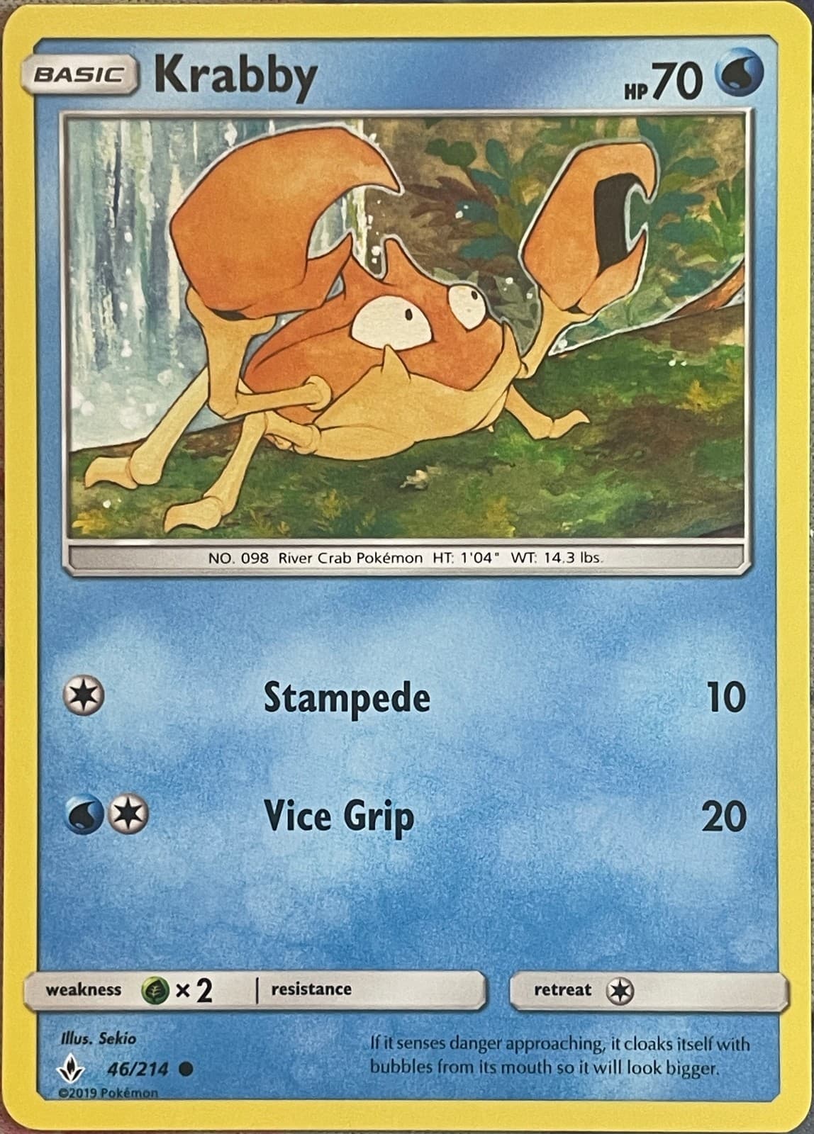 Krabby - 46/214 - Unbroken Bonds Pokemon 2019