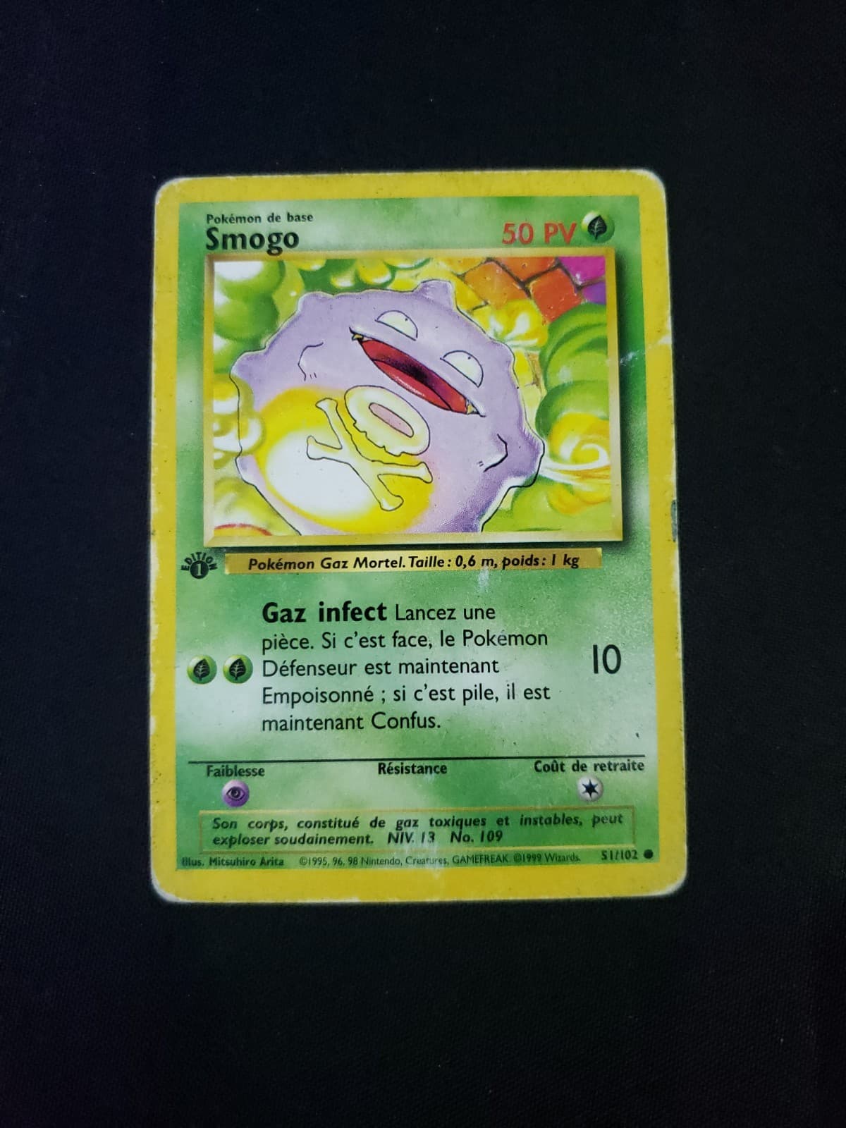 🇫🇷 Carte Pokémon Smogo 51/102 Set de Base Édition 1 Wizards FR Ed1 Played