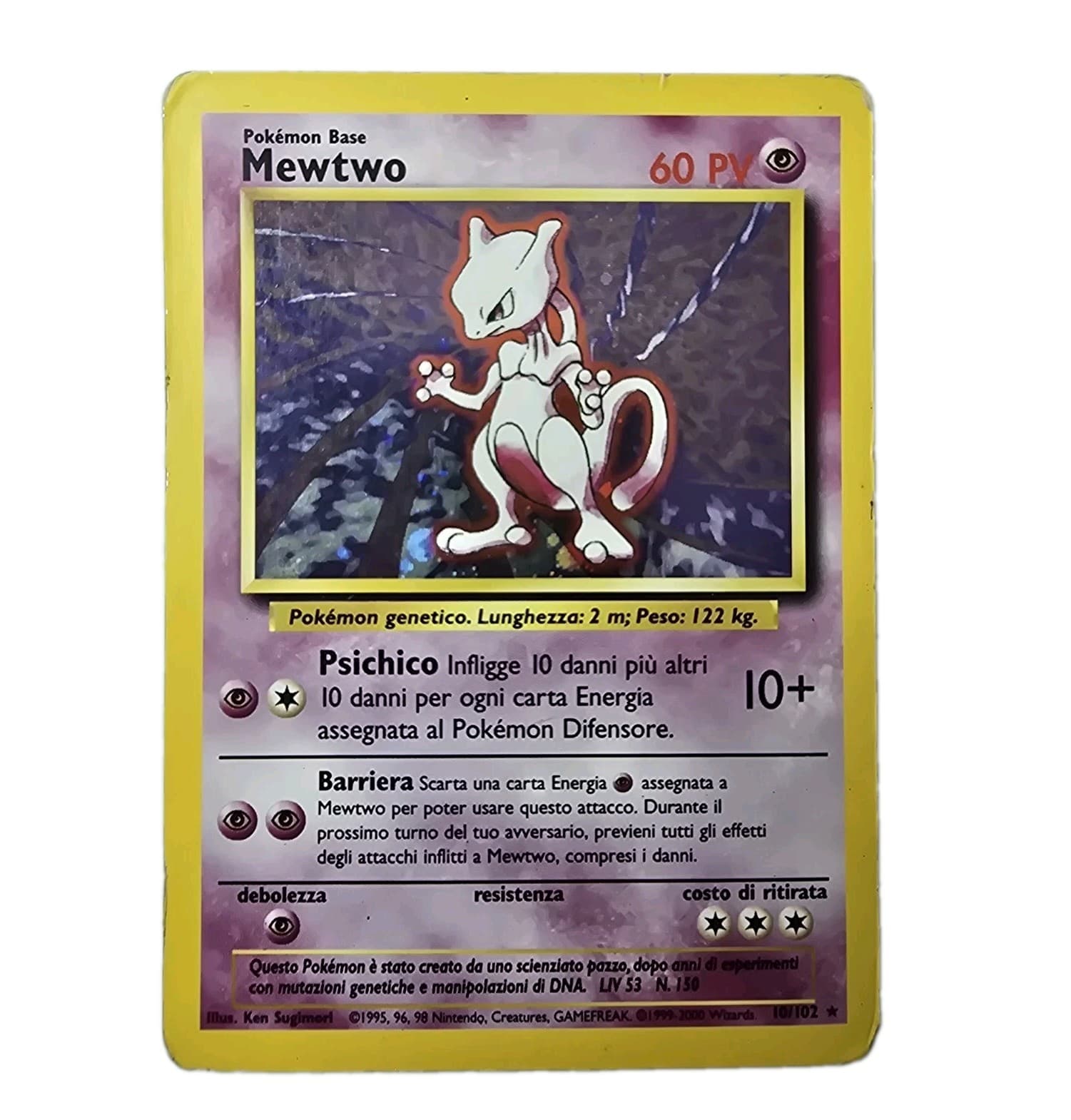 Pokemon Mewtwo 10/102 Set Base Rara Holo Carta Buone Condizioni Ita Anno 1999