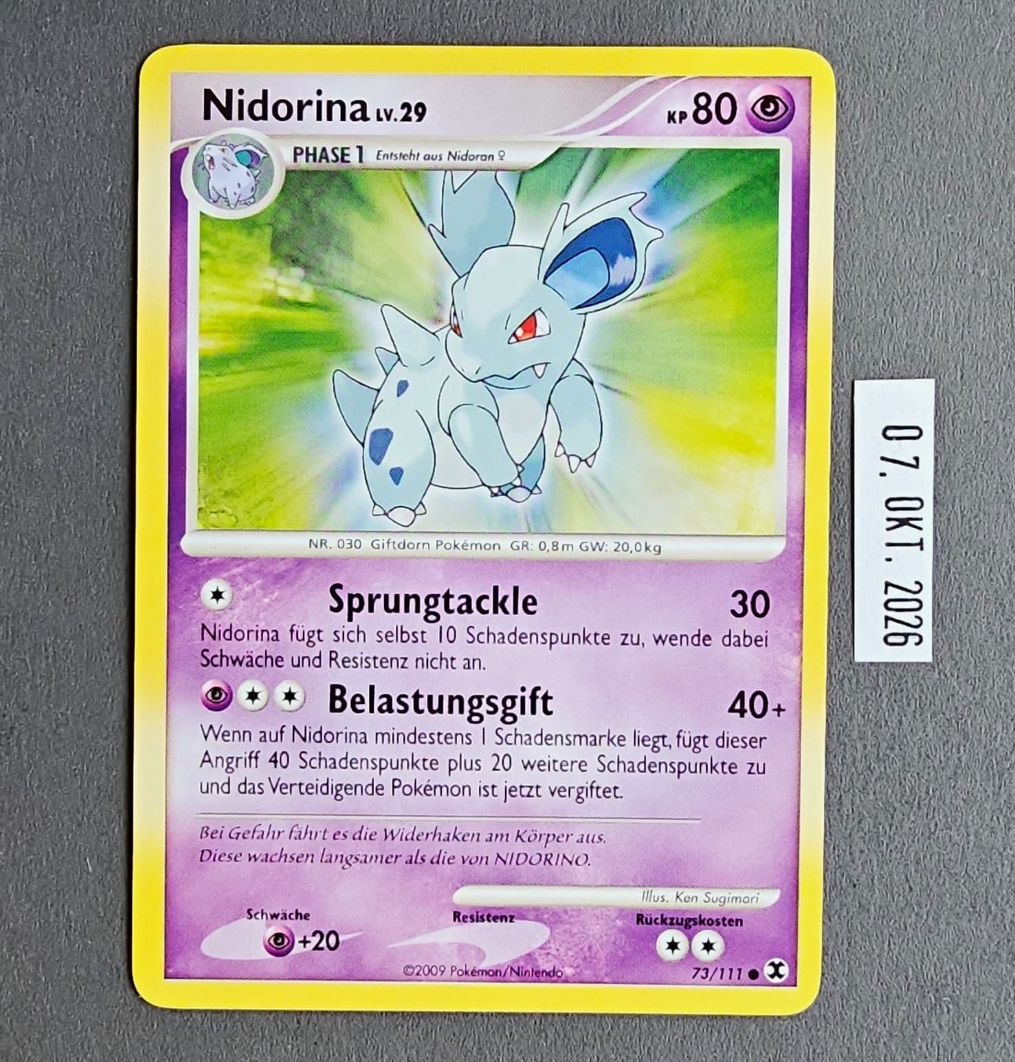 Nidorina Platin Aufstieg der Rivalen 73/111 Common DE 2009 Deutsch Pokémon Karte