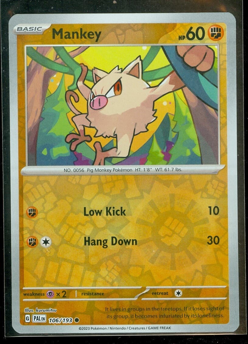 Pokemon MANKEY 106/193 Paldea Evolved Rev Holo - - MINT