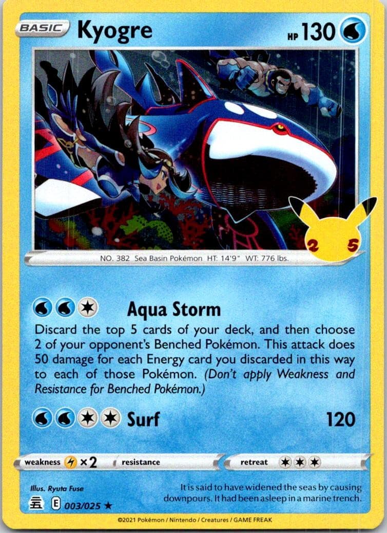 Kyogre 003/025 Rare Celebrations Pokemon Holo Near Mint