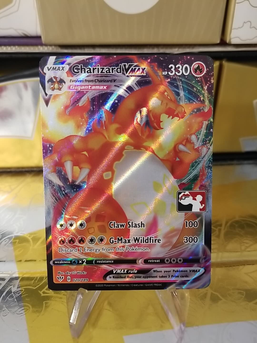 Charizard Vmax Prize Pack Series 1 Promo Pokemon Card NM/LP Play Stamp 020/189