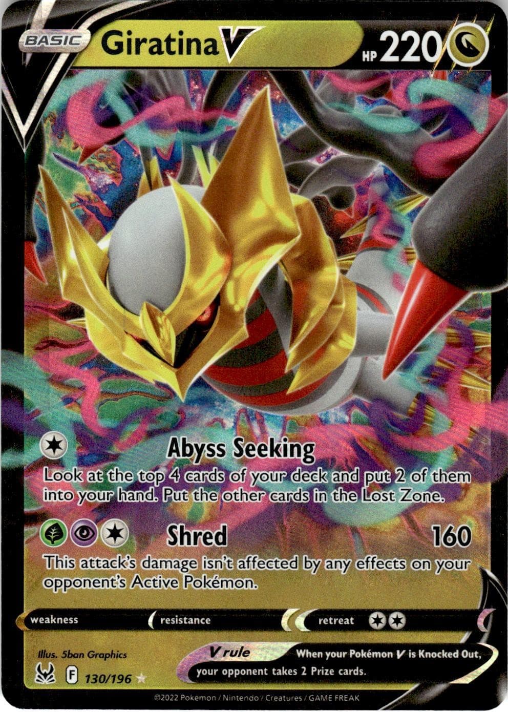 GIRATINA V 130/196 HOLO LOST ORIGIN POKEMON NM/M LOR