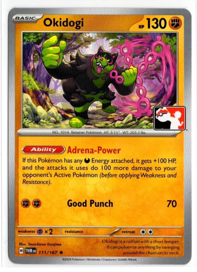 Play! Pokemon Prize Pack 6 Twilight Masquerade 111/167 Okidogi