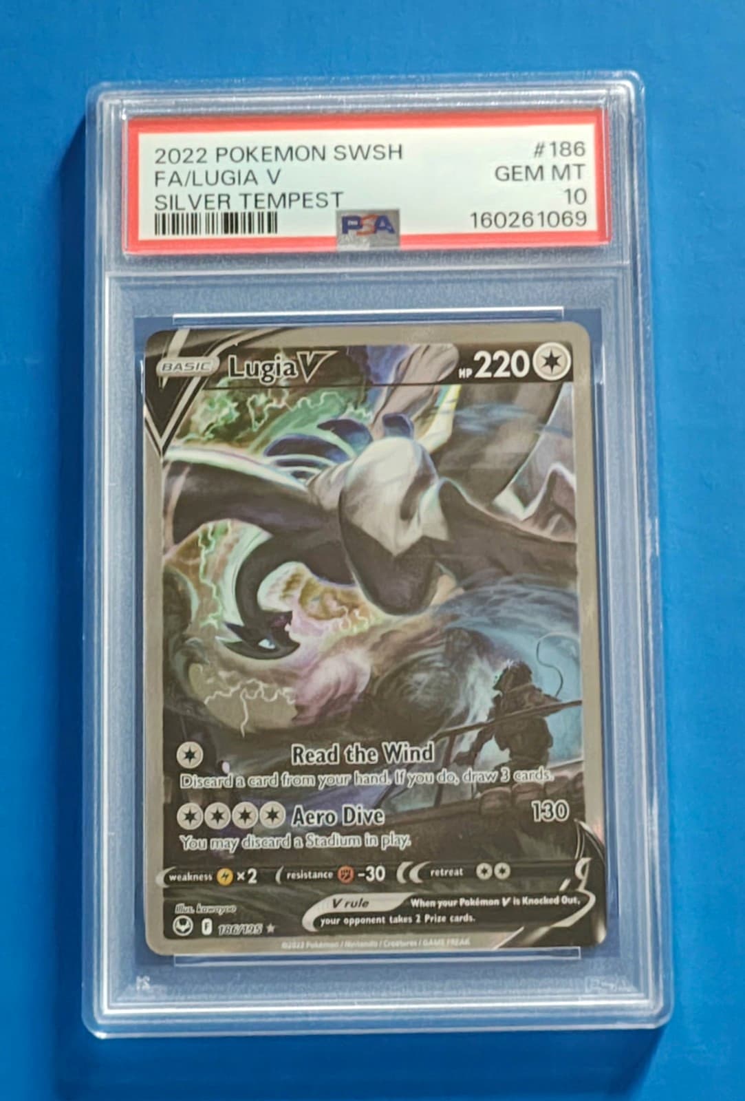 Pokemon 2022 Silver Tempest Lugia V 186/195 Alt Full Art Holo PSA 10