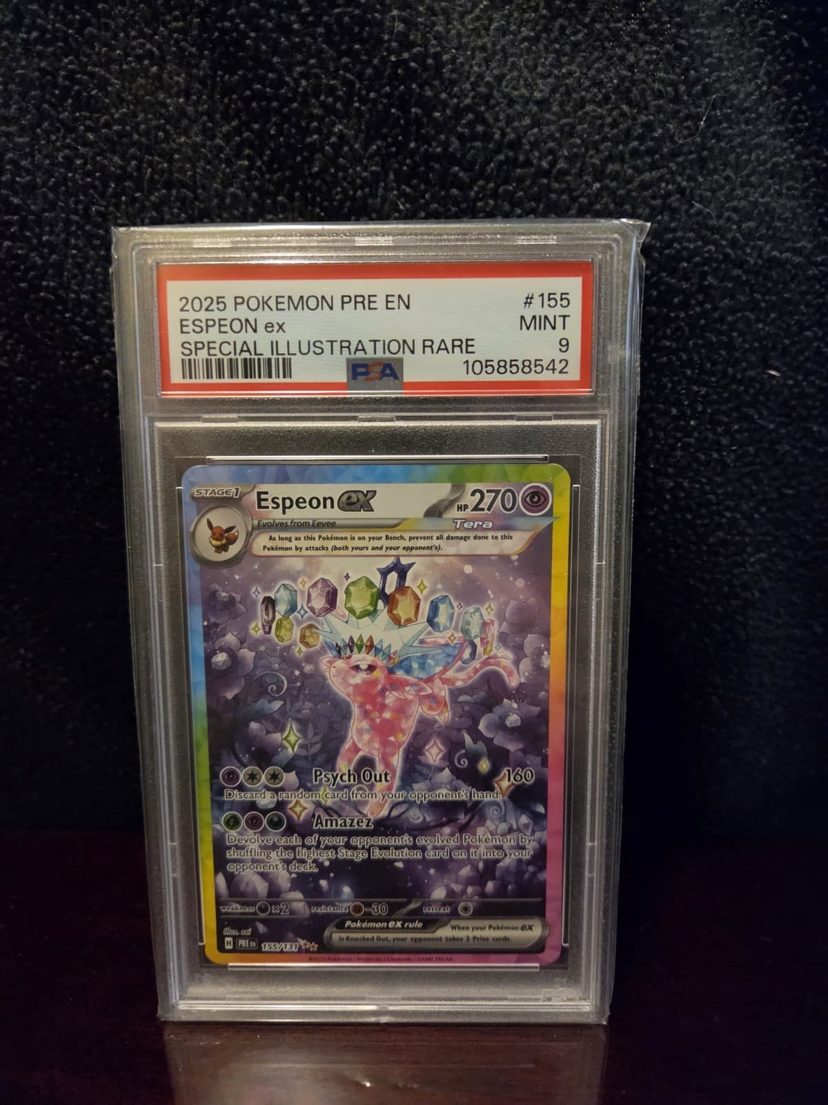 PSA 9 - ESPEON ex 155/131 SPECIAL ILLUSTRATION RARE 2025 + Bumper Case