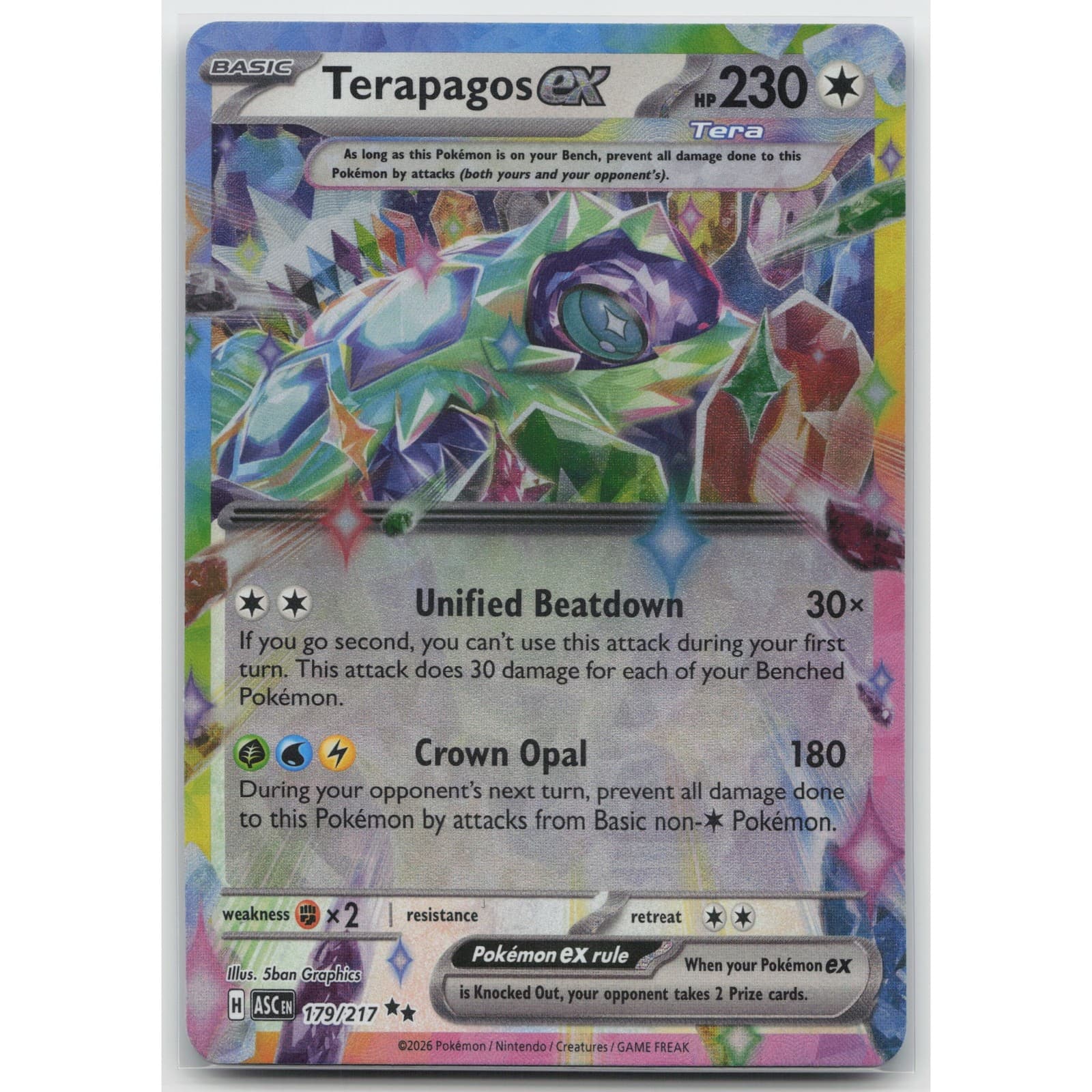 Terapagos ex Holo Ascended Heroes 179/217 RR NM Pokemon