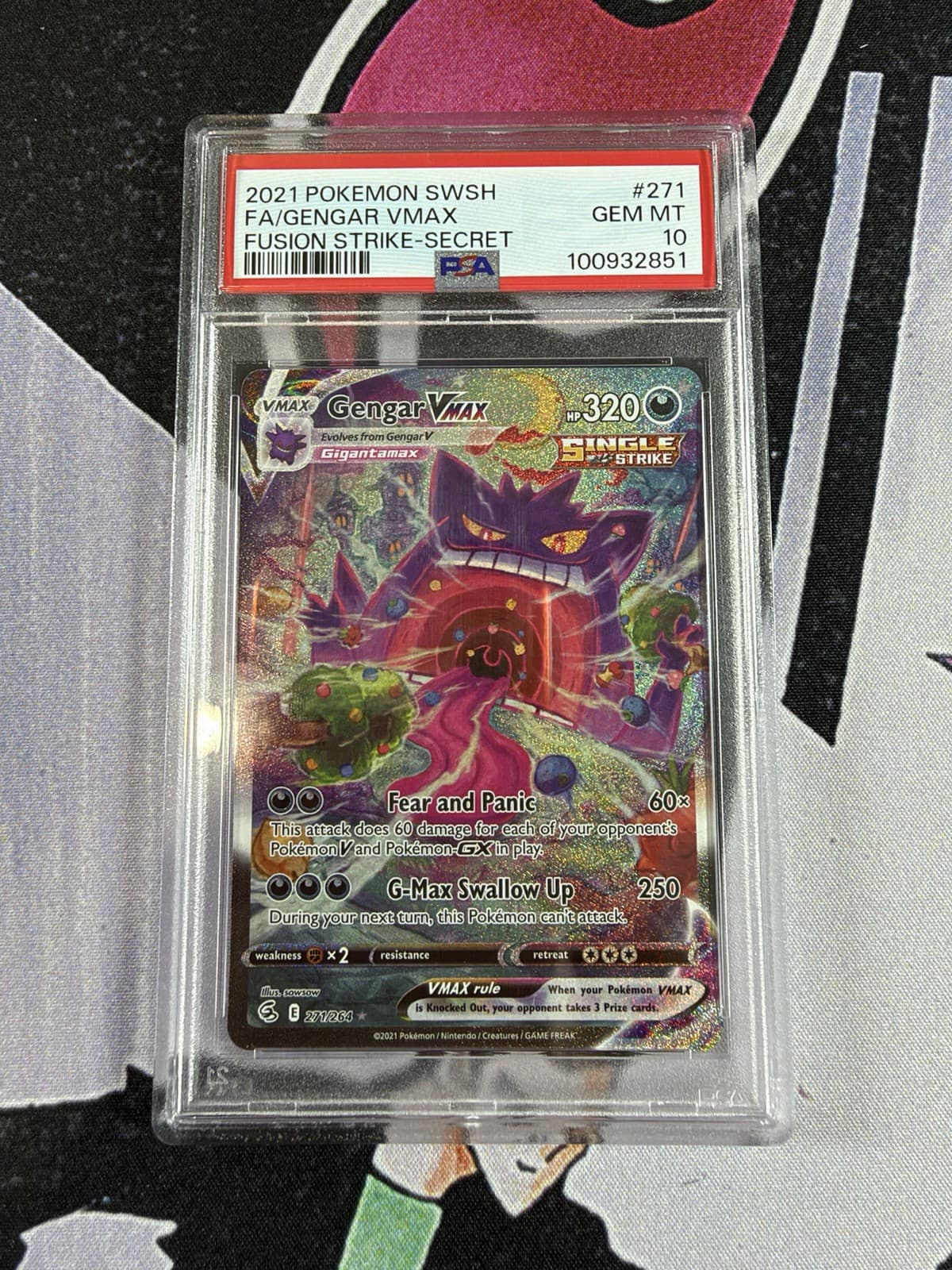 2021 POKEMON SWORD & SHIELD FUSION STRIKE #271 FA/GENGAR VMAX SECRET PSA 10
