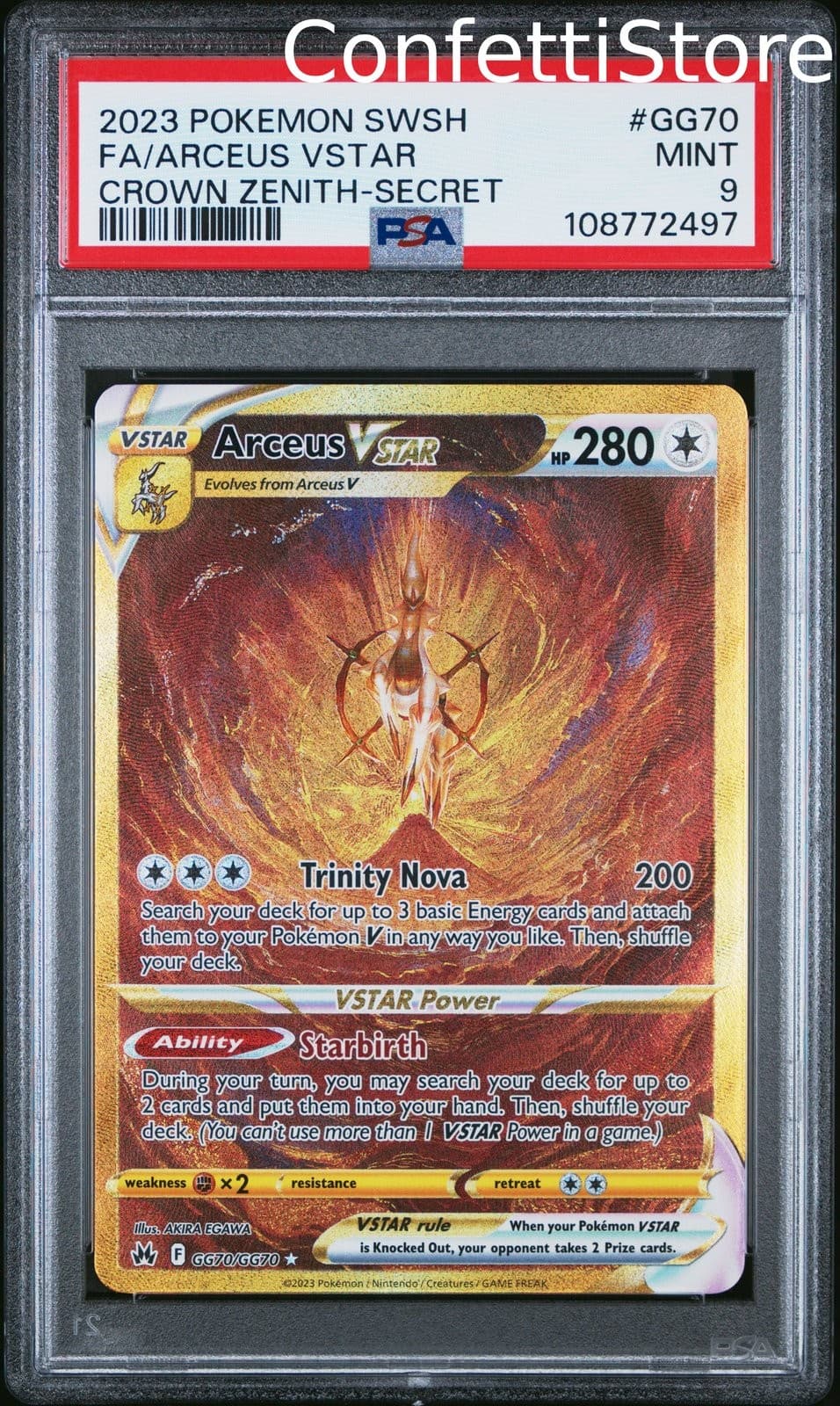 Arceus Vstar GG70/GG70 Secret Sword Shield Crown Zenith Pokemon PSA 9