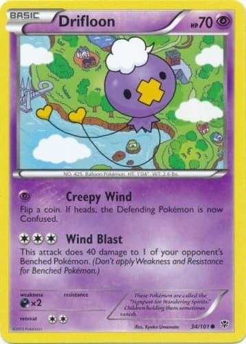 Drifloon - 34/101 - Common (Near Mint) Plasma Blast - Psychic Pokémon