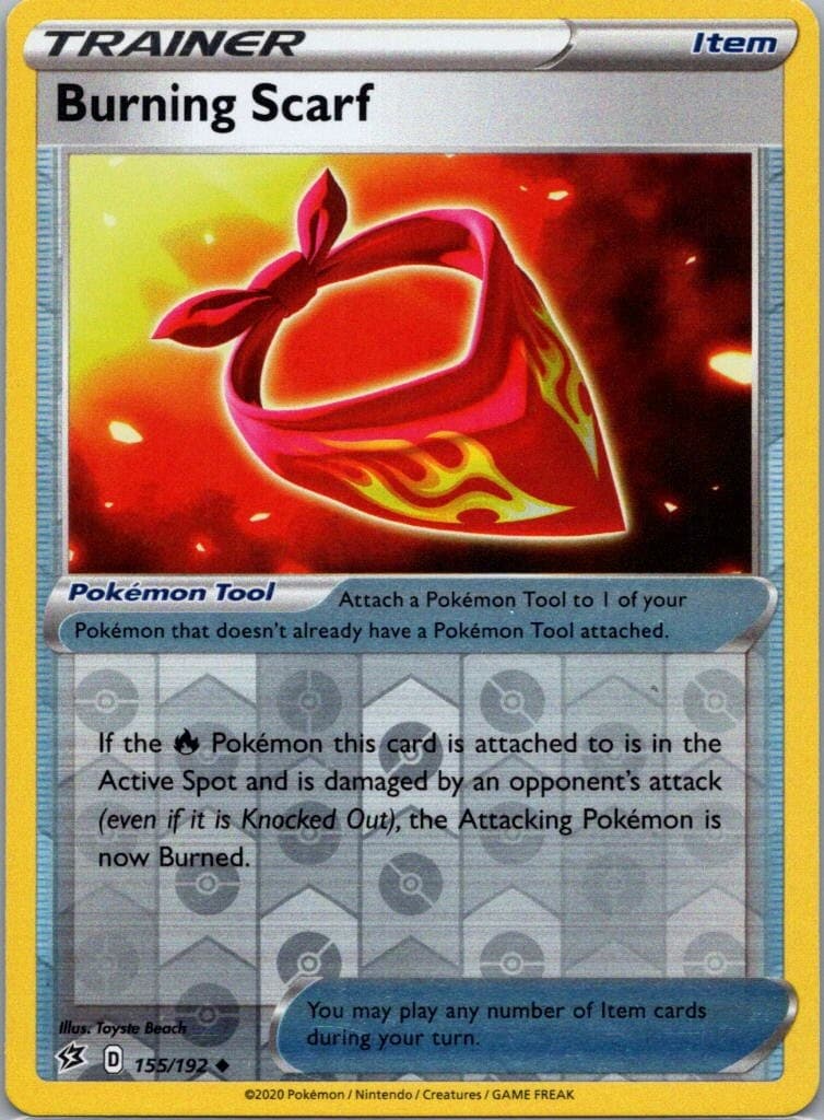 Pokemon TCG Burning Scarf 155/192 Rebel Clash Rev Holo NM