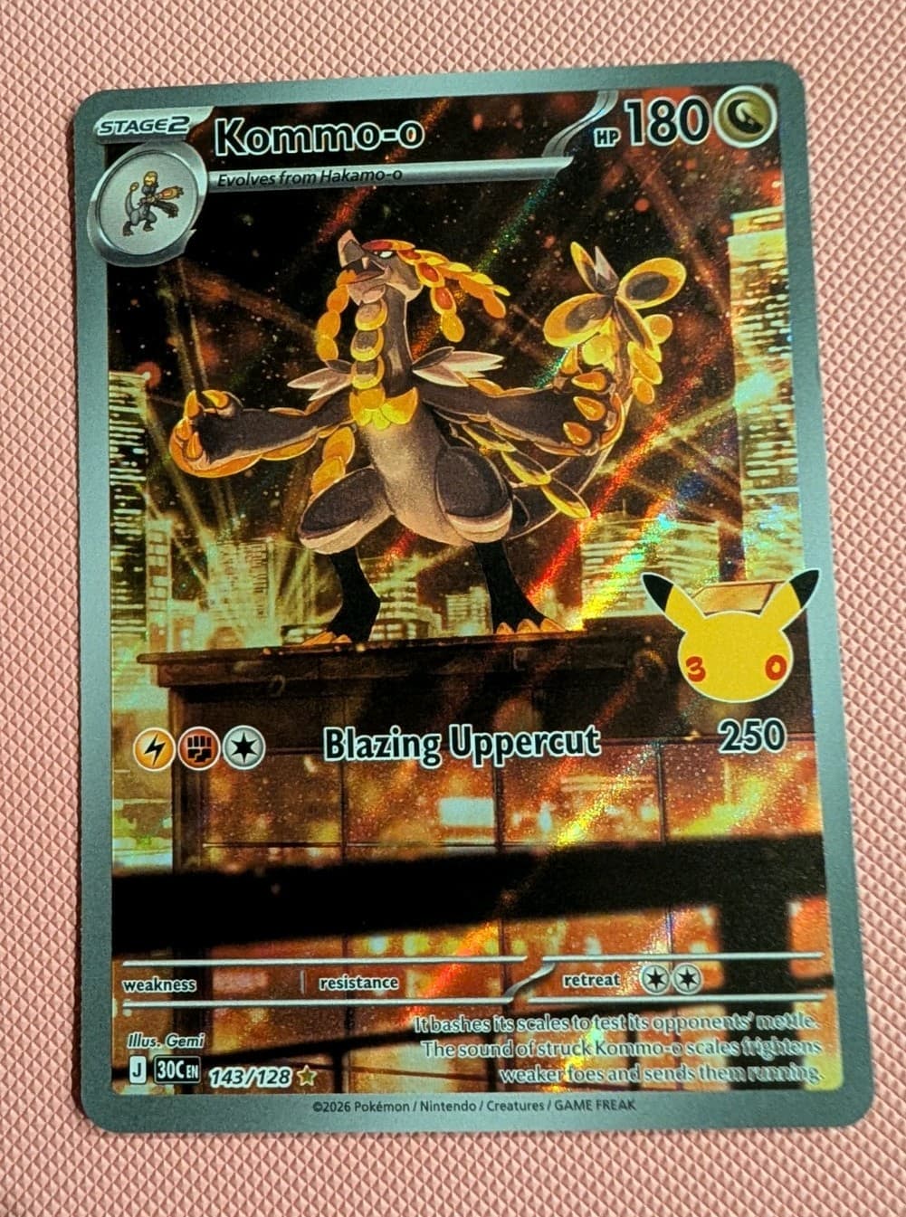 Kommo-o Holo Illustration Rare IR ME: 30th Celebration 143/128 NM Pokemon 