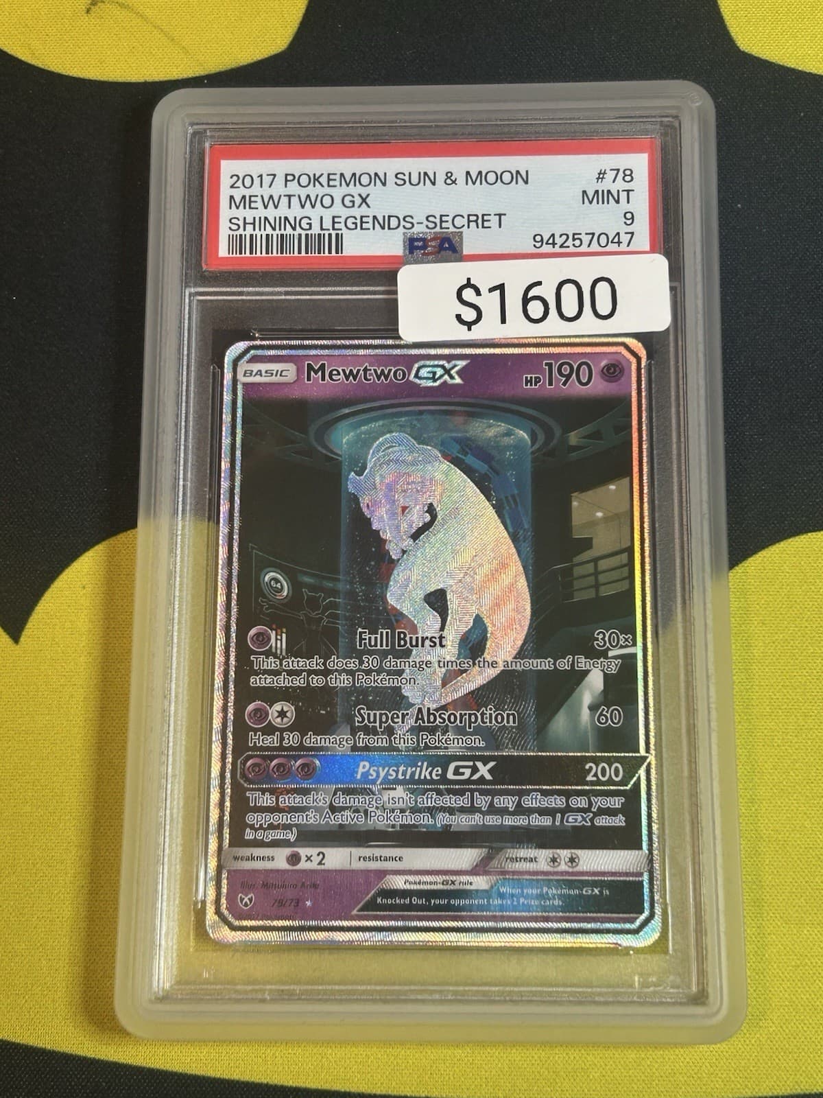 2017 Pokemon Mewtwo Gx Shining Legends 78/73 Secret Rare PSA 9 Mint