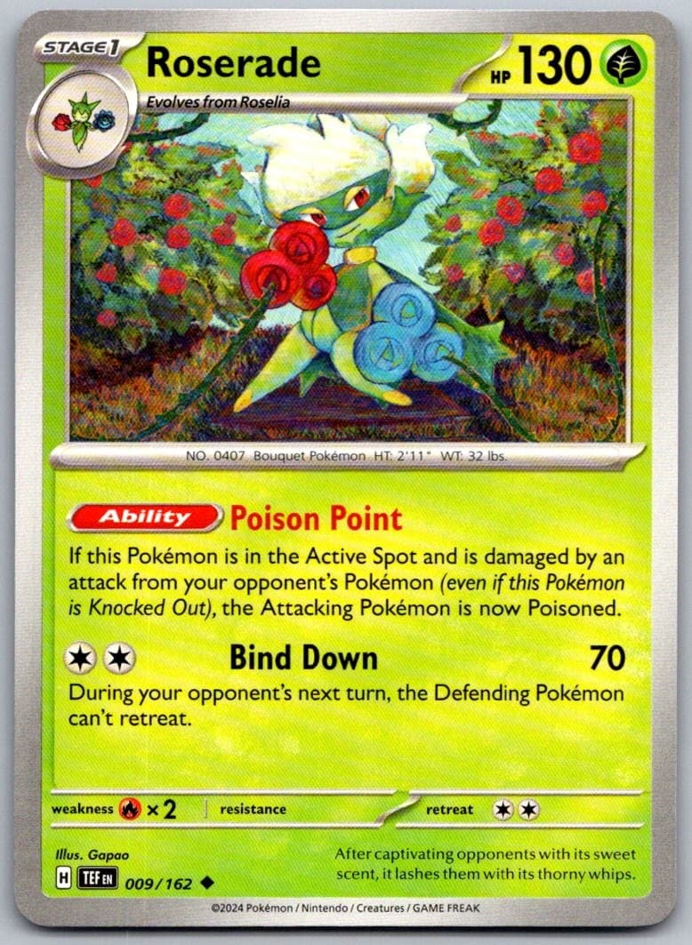 Roserade Temporal Forces 009/162 Uncommon PokéMon — English Near Mint