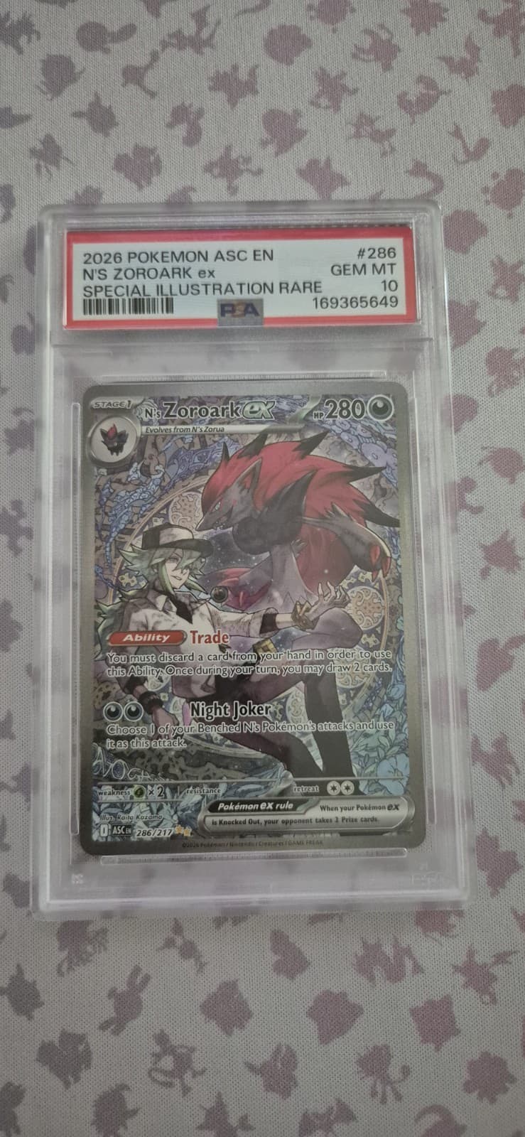 Pokemon 2026 N's Zoroark ex 286/217 SIR Ascended Heroes GEM MINT PSA 10 Rare