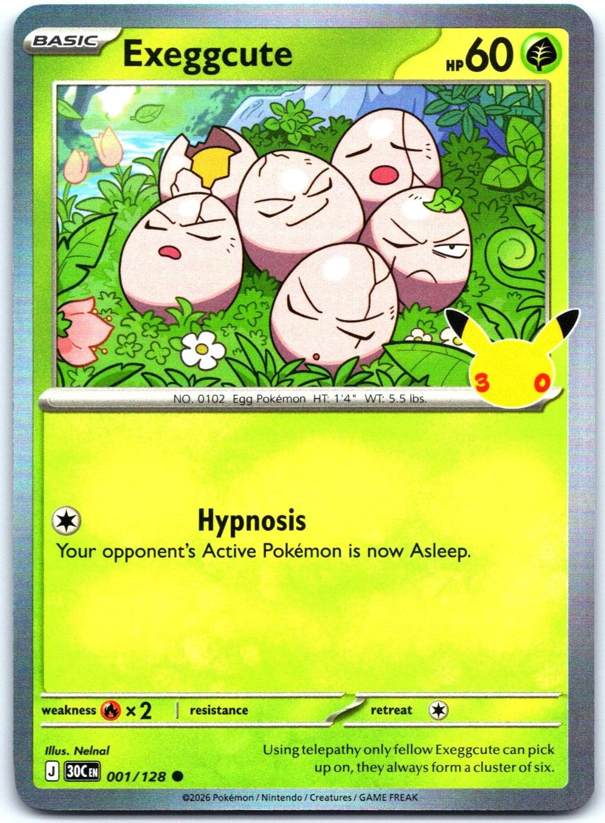 EXEGGCUTE 001/128 NM HOLO COMMON ME: 30TH CELEBRATION POKEMON B1-S21