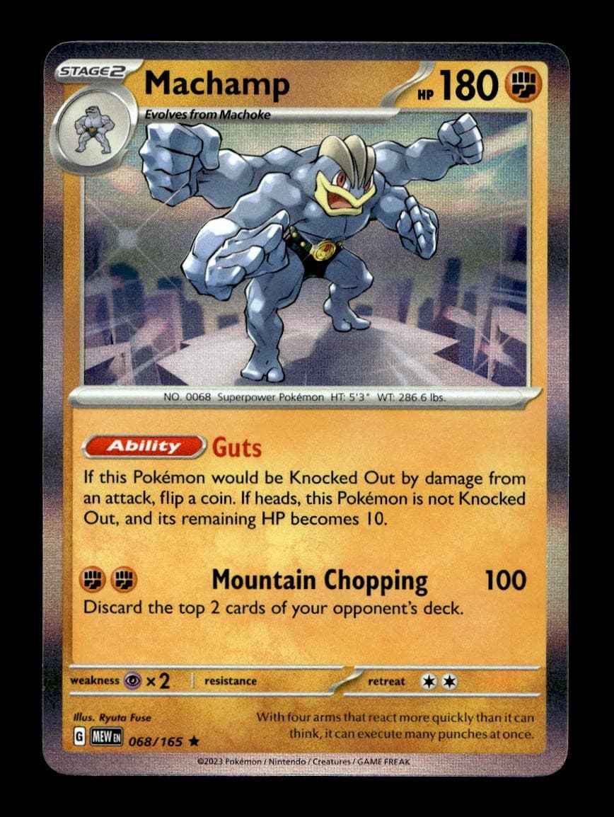 Machamp 068/165 Rare 151 Pokemon Holo Near Mint