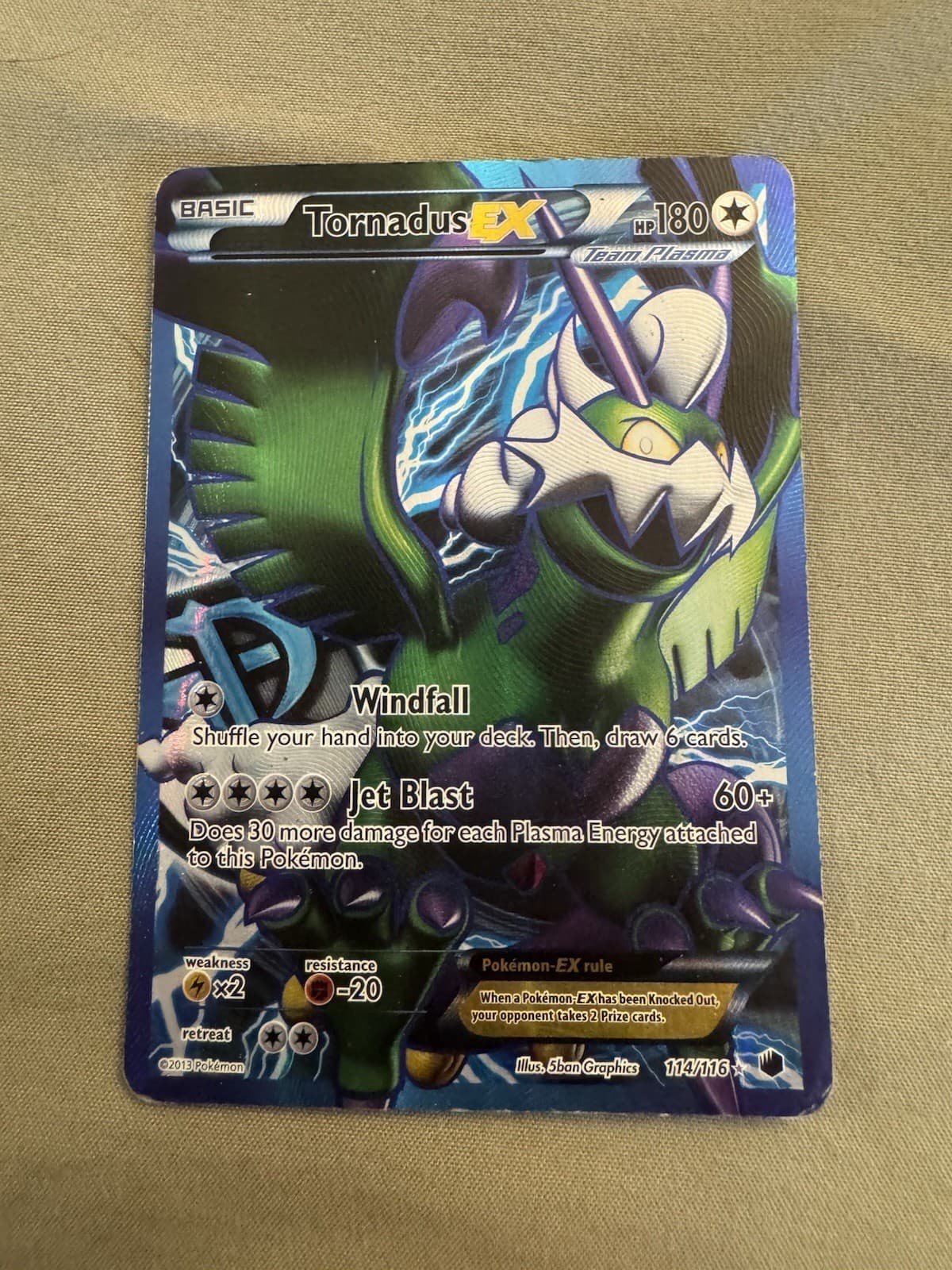 Pokemon 2013 Tornadus EX 114/116 Plasma Freeze Full Art Rare LP-NM