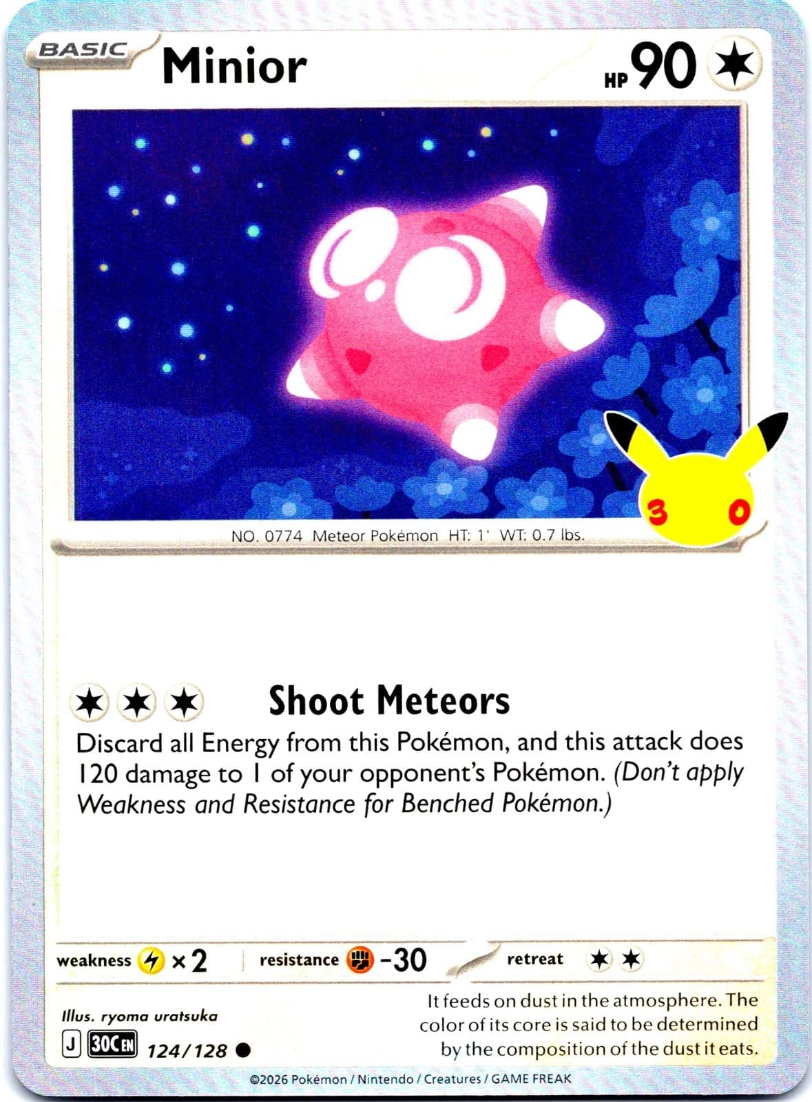 Minior Holo Common ME: 30th Celebration 124/128 NM ((Pokemon))