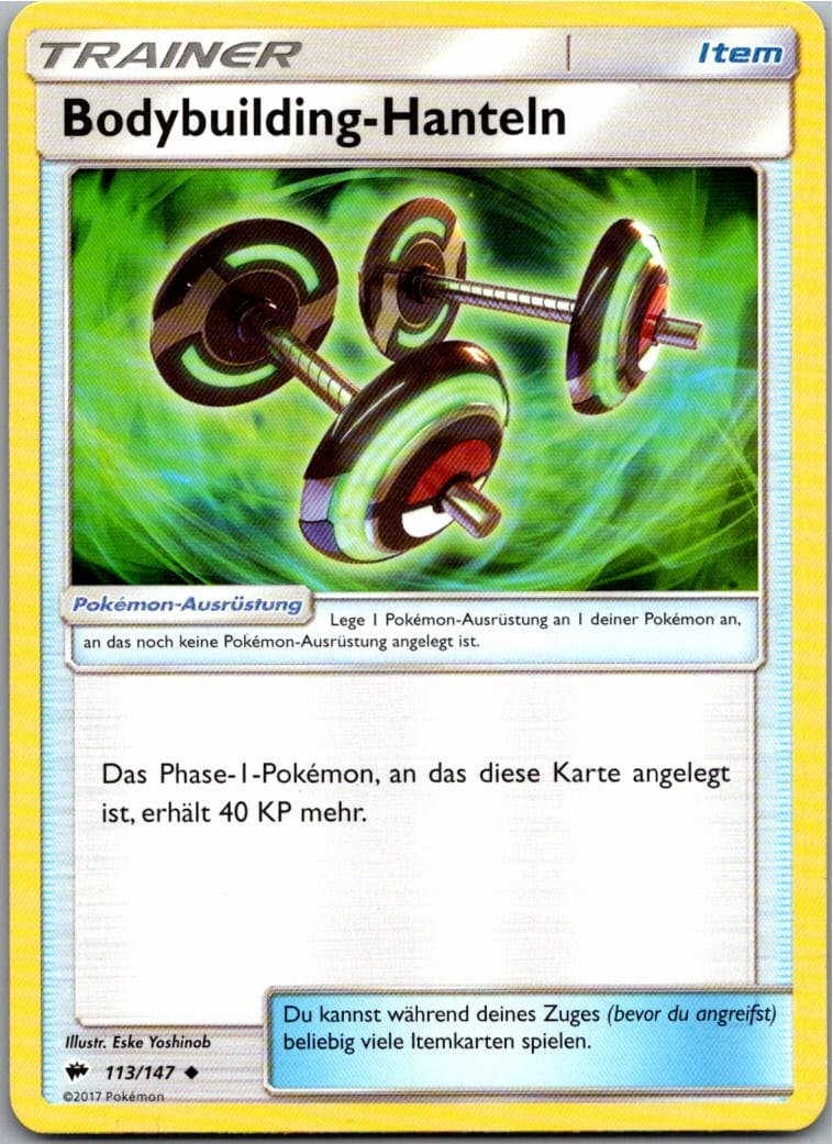 Pokemon Bodybuilding-Hanteln 113/147 Nacht in Flammen Deutsch 2017 Karte