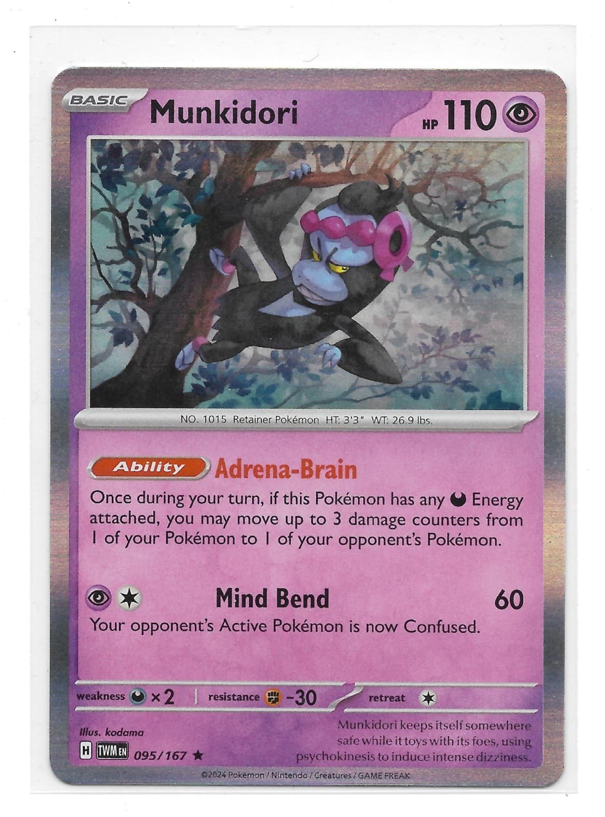 Munkidori Holo 95/167 - Pokemon Twilight Masquerade - NM