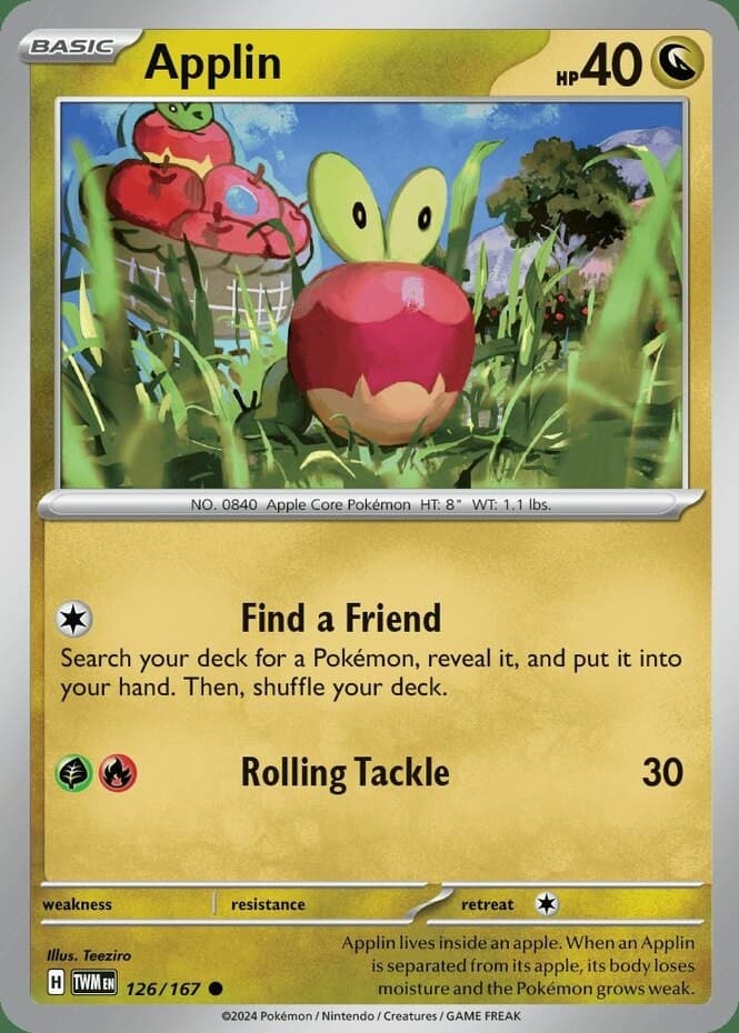 Applin - 126/167 - Common (Near Mint) Twilight Masquerade - Dragon Pokémon