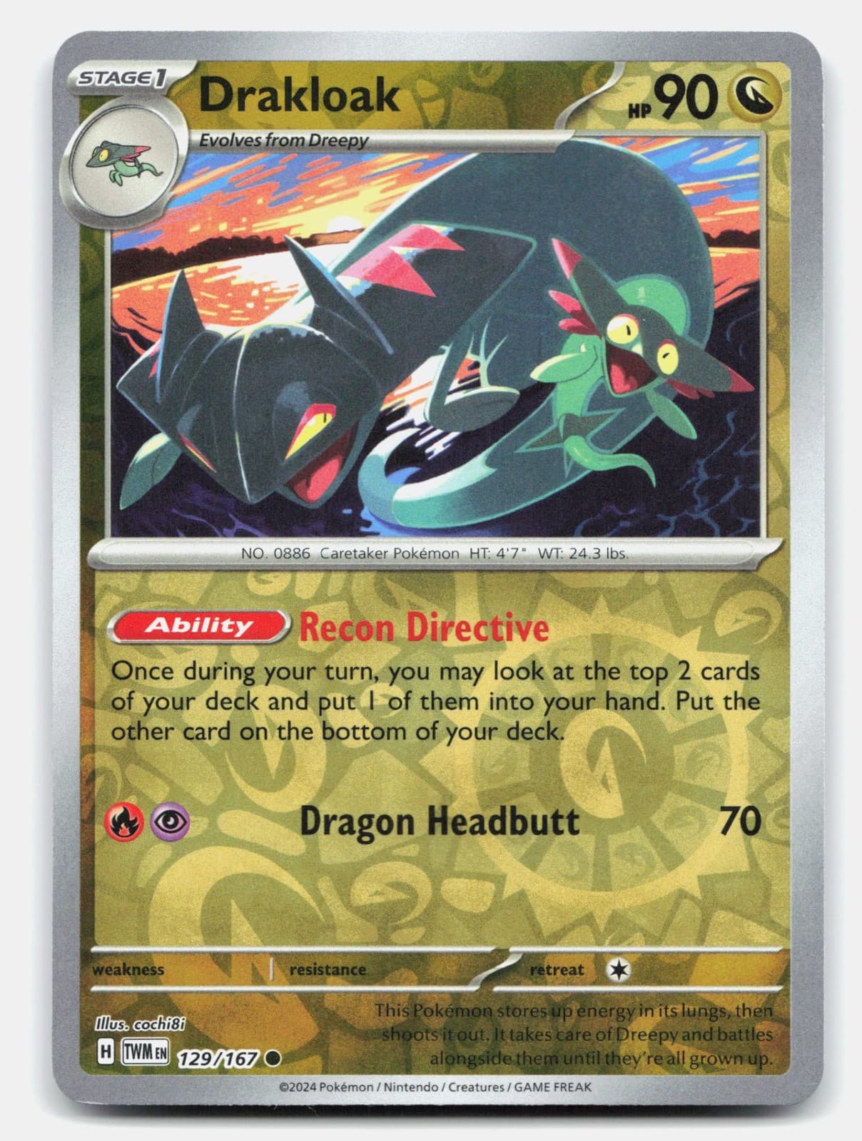 Drakloak 129/167 Twilight Masquerade Pokemon TCG NM