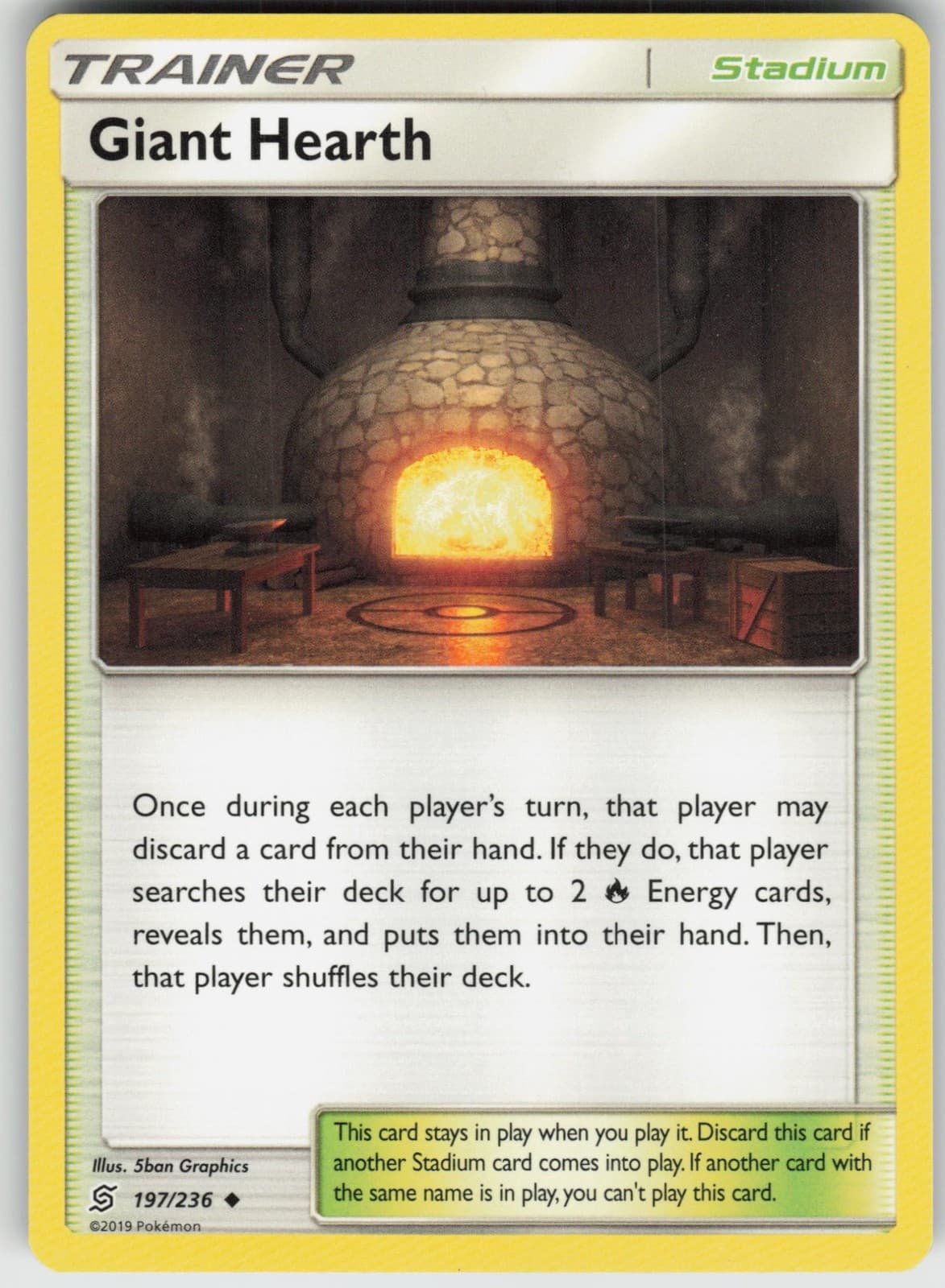 Giant Hearth 197/236 SM - Unified Minds Pokemon Lightly Played LP