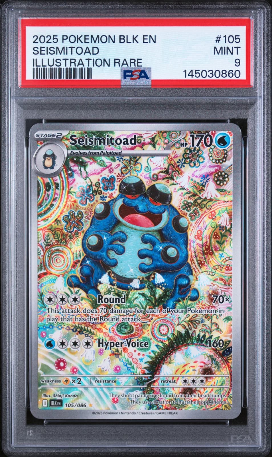SV11B: Black Bolt Seismitoad IR PSA 9 #105