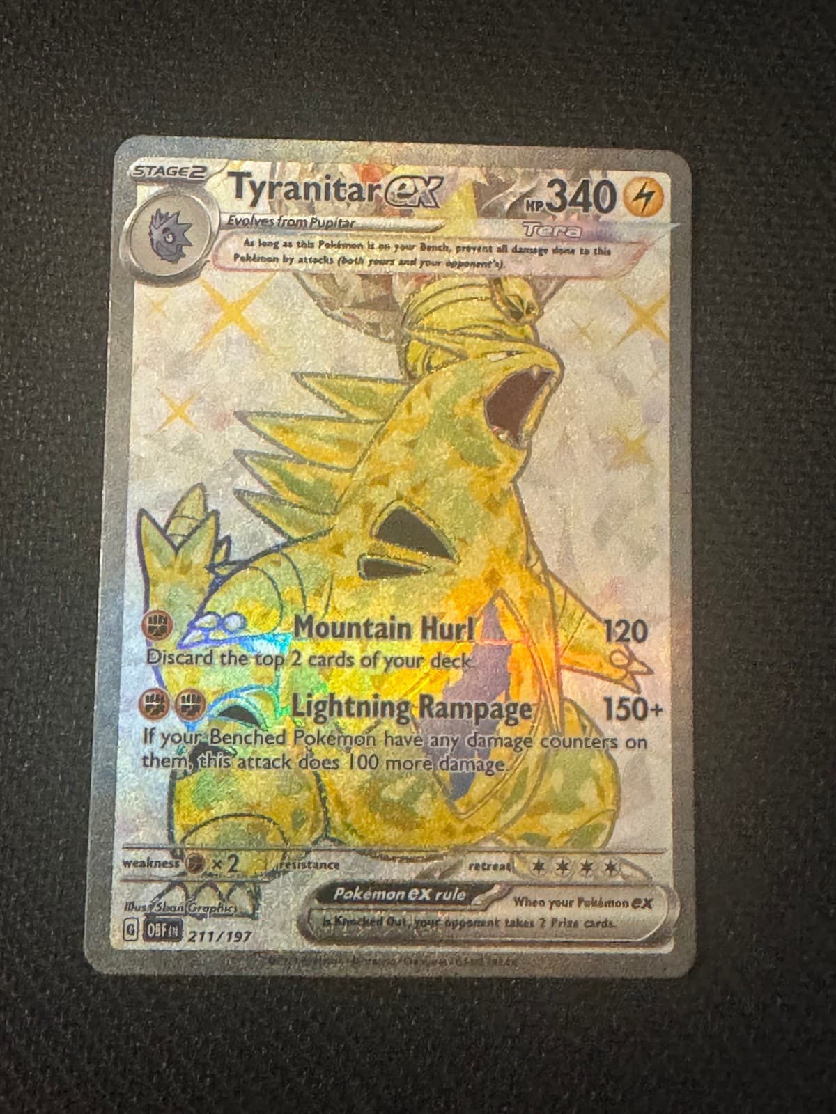 Pokemon TCG Tyranitar EX 211/197 Ultra Rare Obsidian Flames Holofoil - NM
