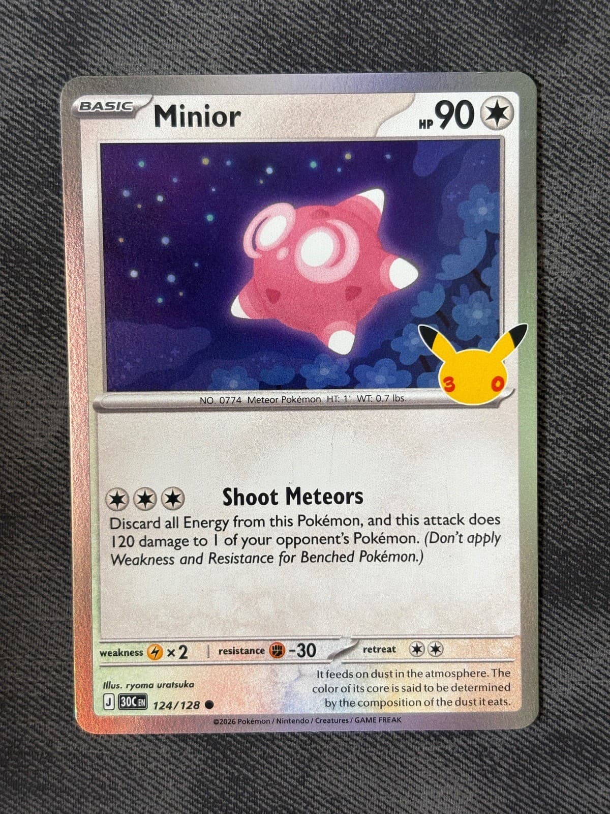 Minior 124/128 ME: 30th Celebration Pokemon Holo Near Mint