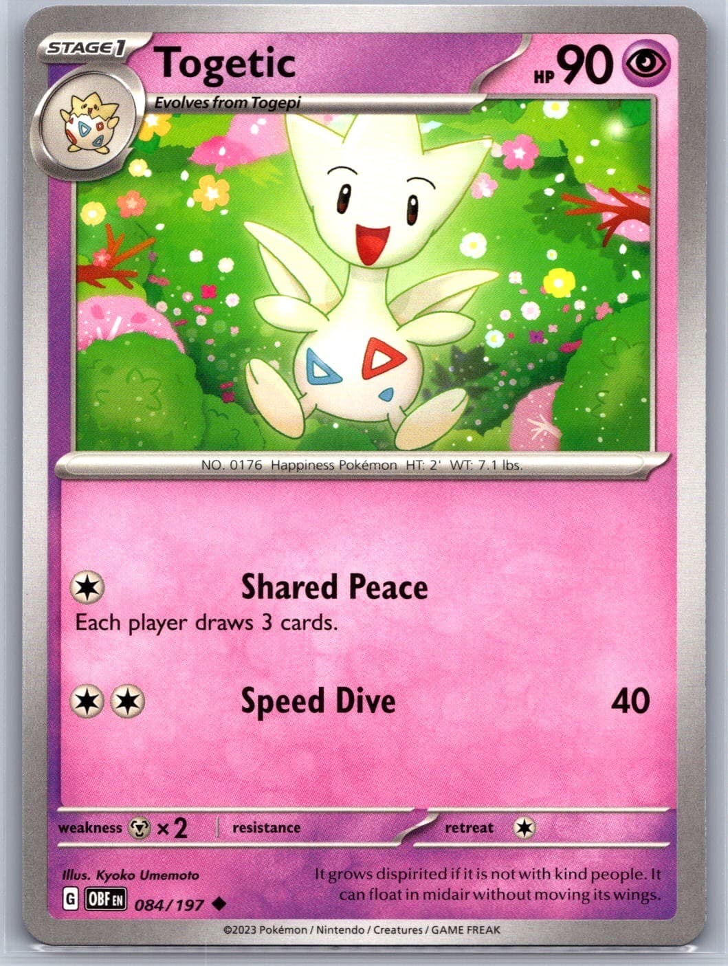 Togetic 084/197 Uncommon Obsidian Flames Pokemon Near Mint