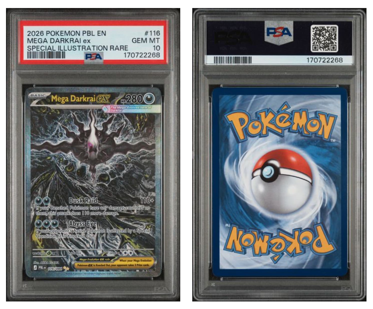Mega Darkrai ex 116/084 Me05: Pitch Black Holo | PSA GEM MT 10 | LOW POP ✨