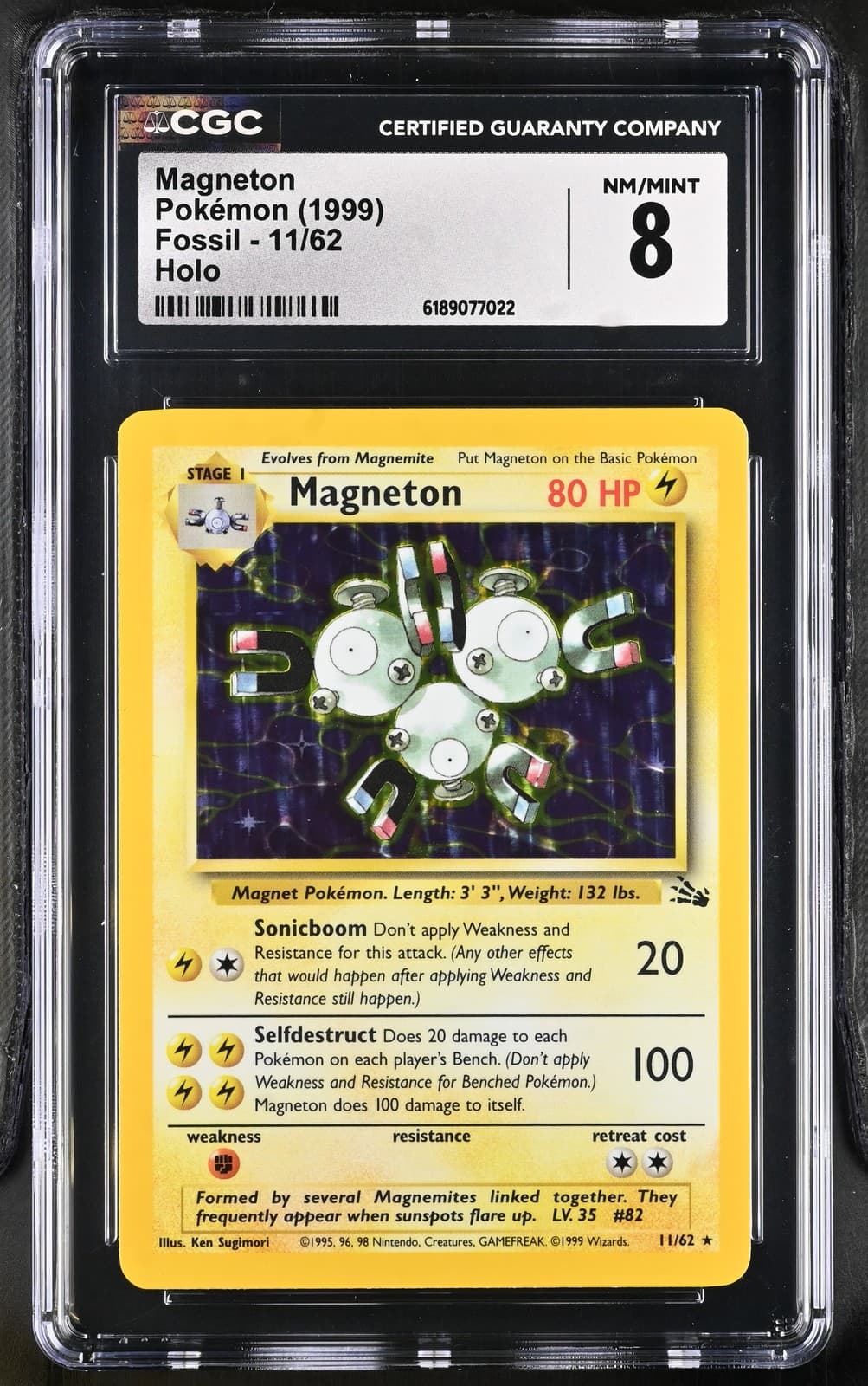 CGC 8 Magneton 11/62 Fossil Holo Pokemon Card