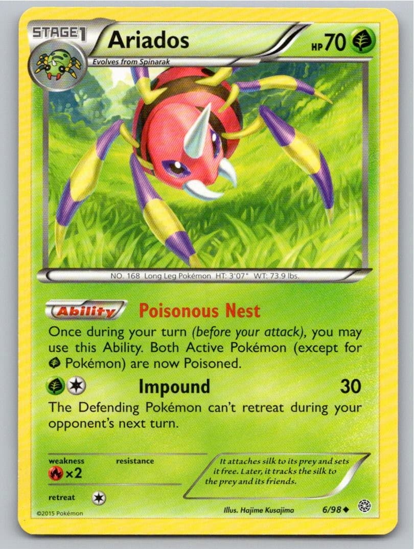 2015 POKEMON ARIADOS ANCIENT ORIGINS 6/98 UC NM A91200 FREE S&H