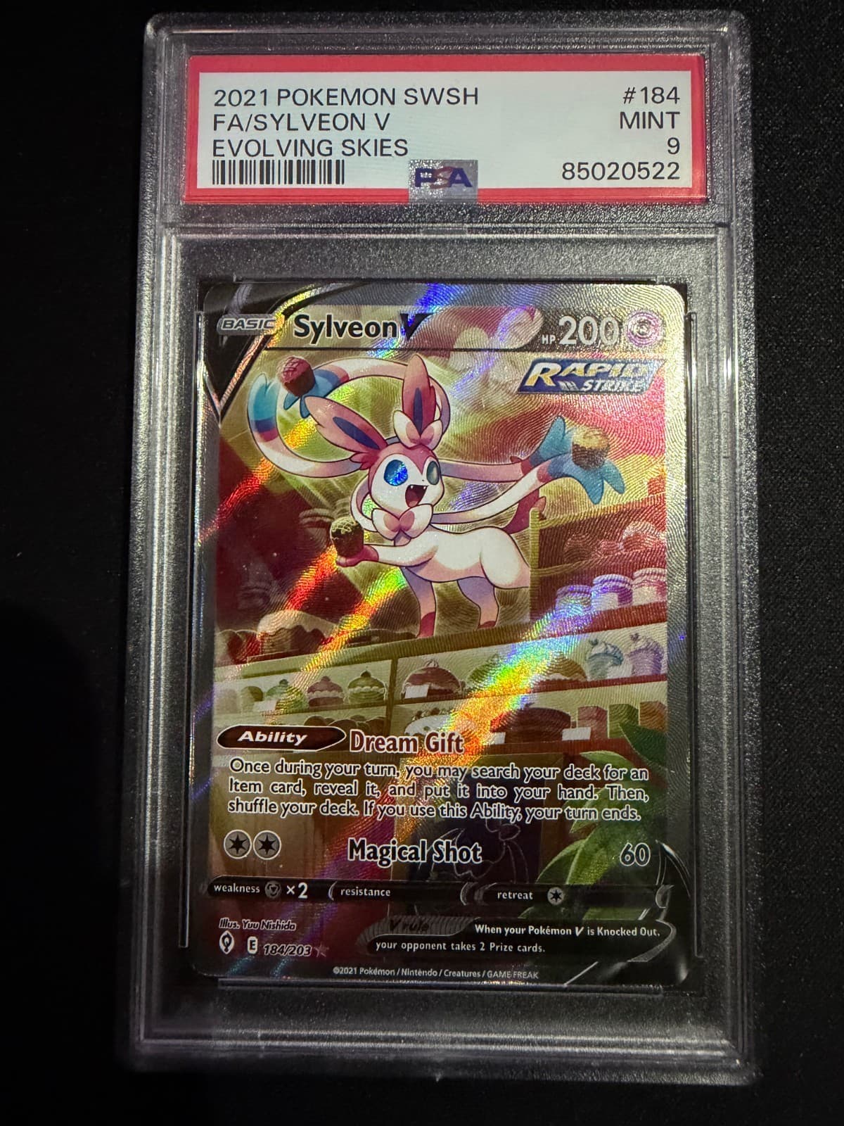 PSA 9 Sylveon V Alternate Full Art Ultra Rare Evolving Skies 184/203
