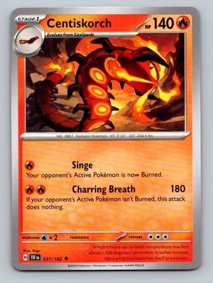 2024 Pokemon Card Temporal Forces Centiskorch 37/162